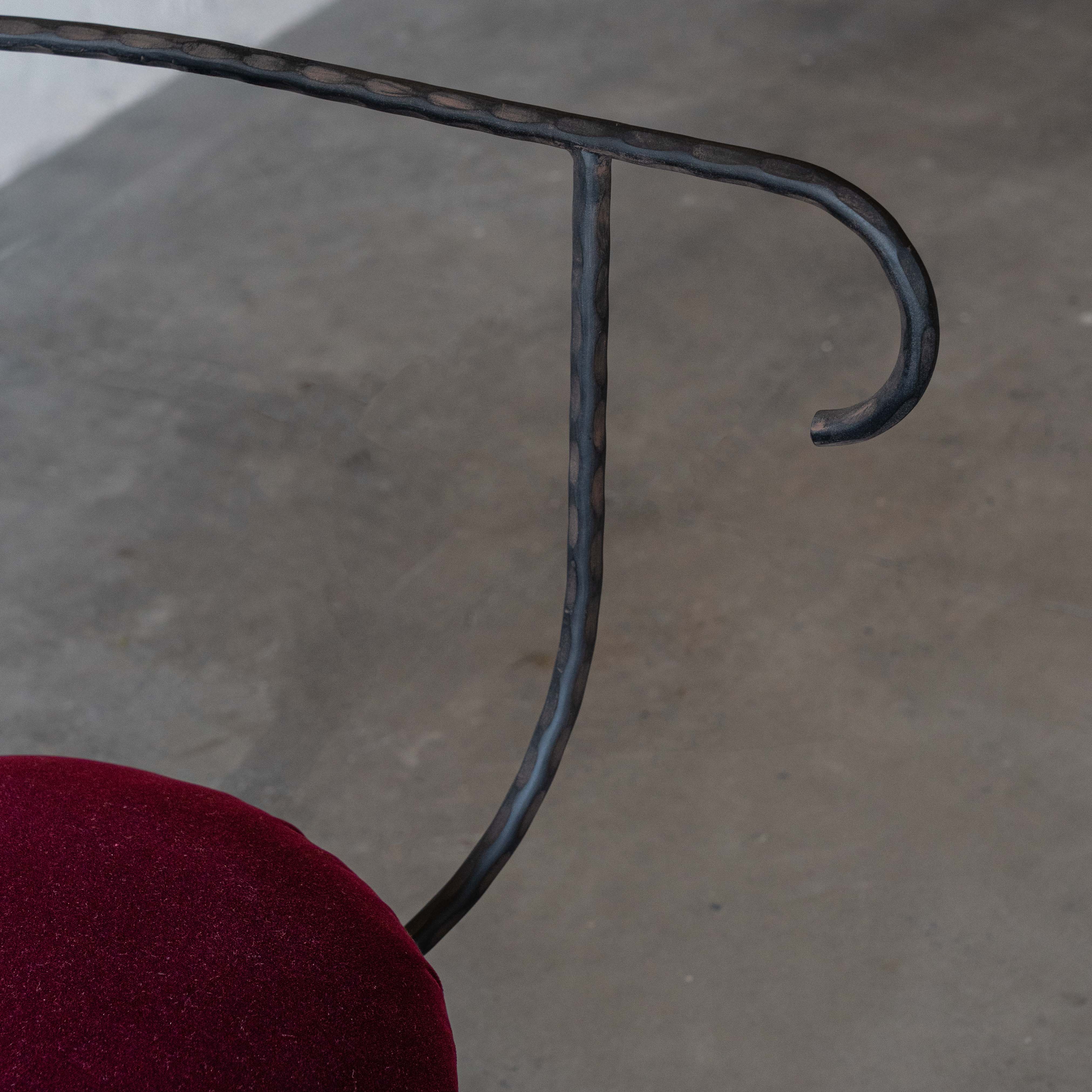 Stylo Modern Steel RED VELVET Arm Chair