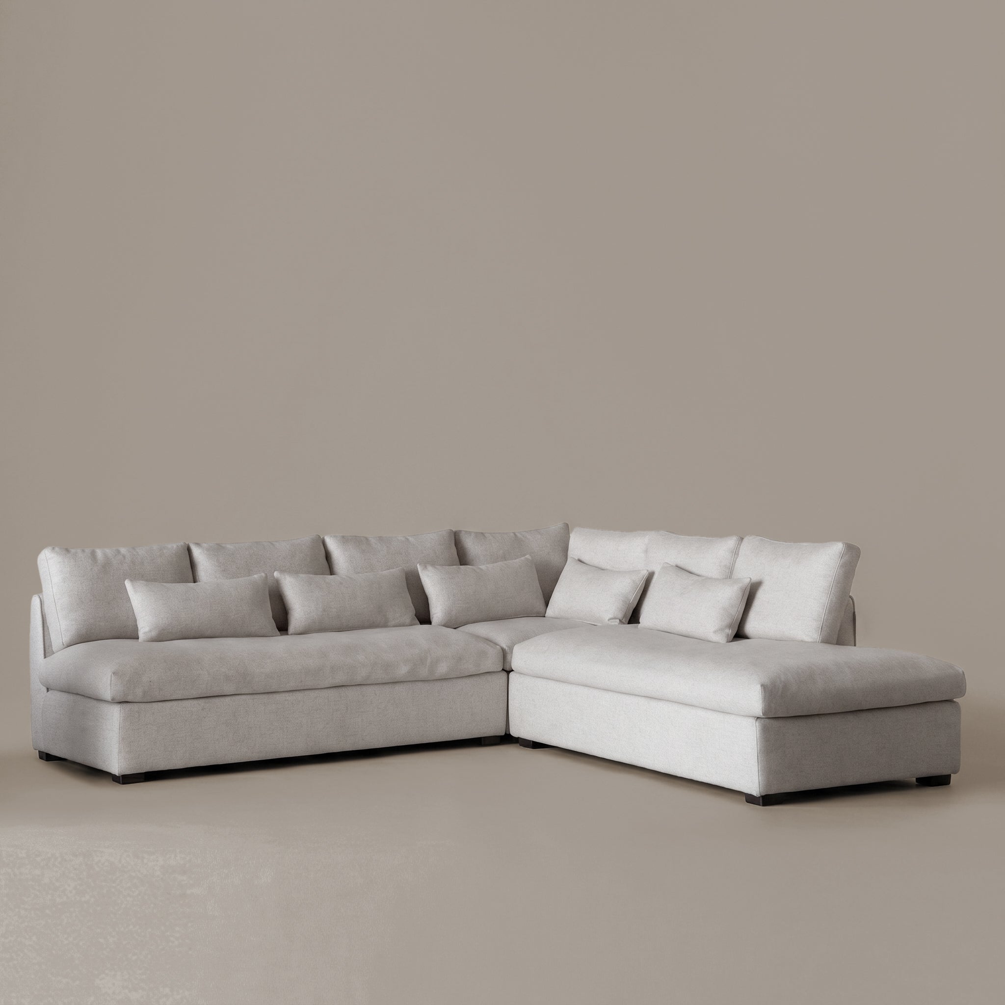 Sultan L Shape Sofa Set Light Grey