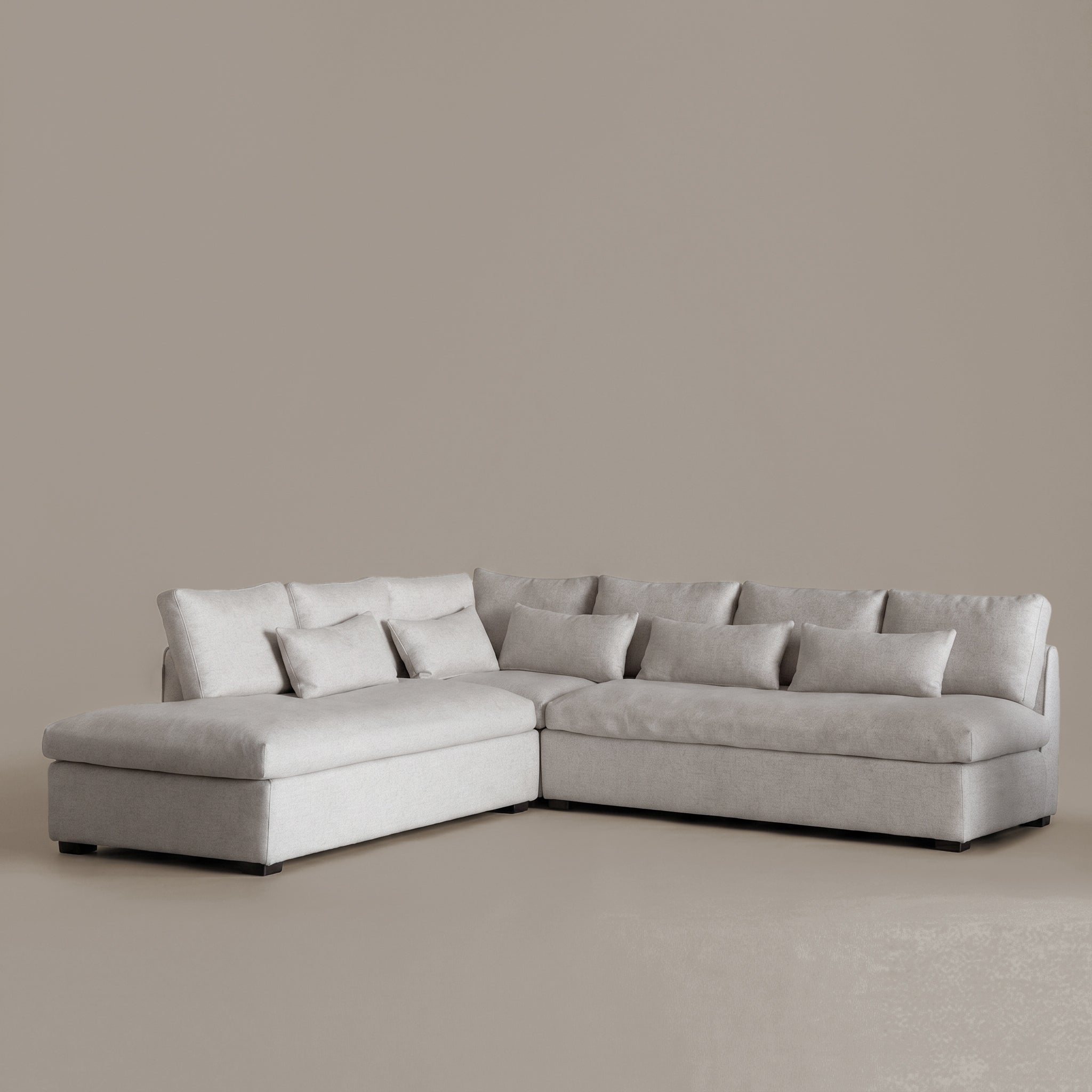 Sultan L Shape Sofa Set Light Grey - LEFT SIDE