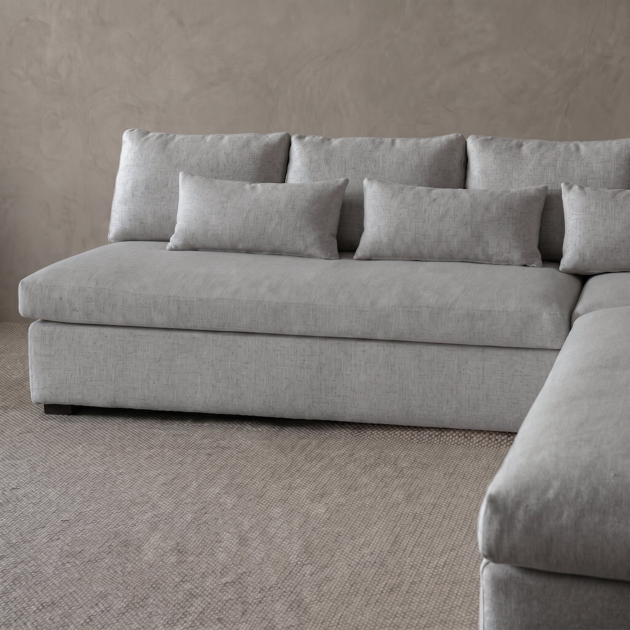 Sultan L Shape Sofa Set Light Grey