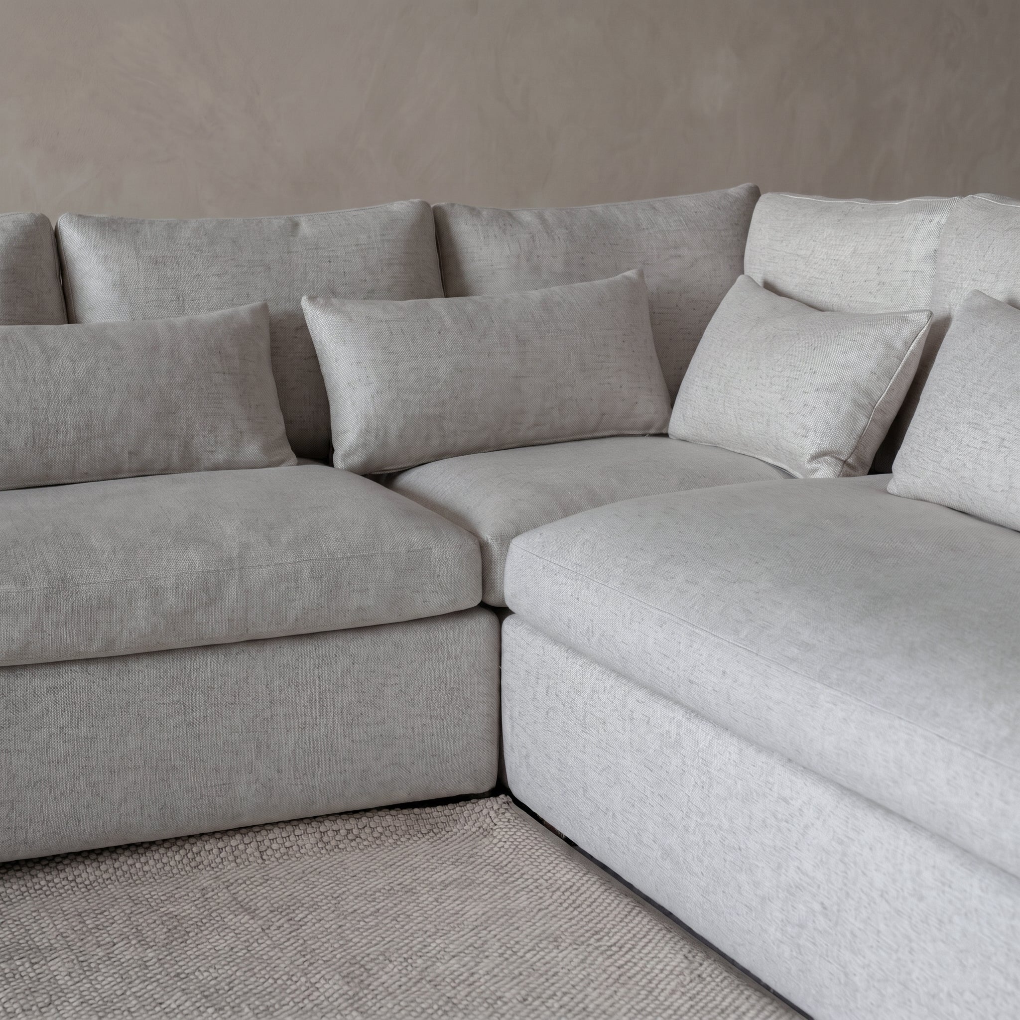 Sultan L Shape Sofa Set Light Grey