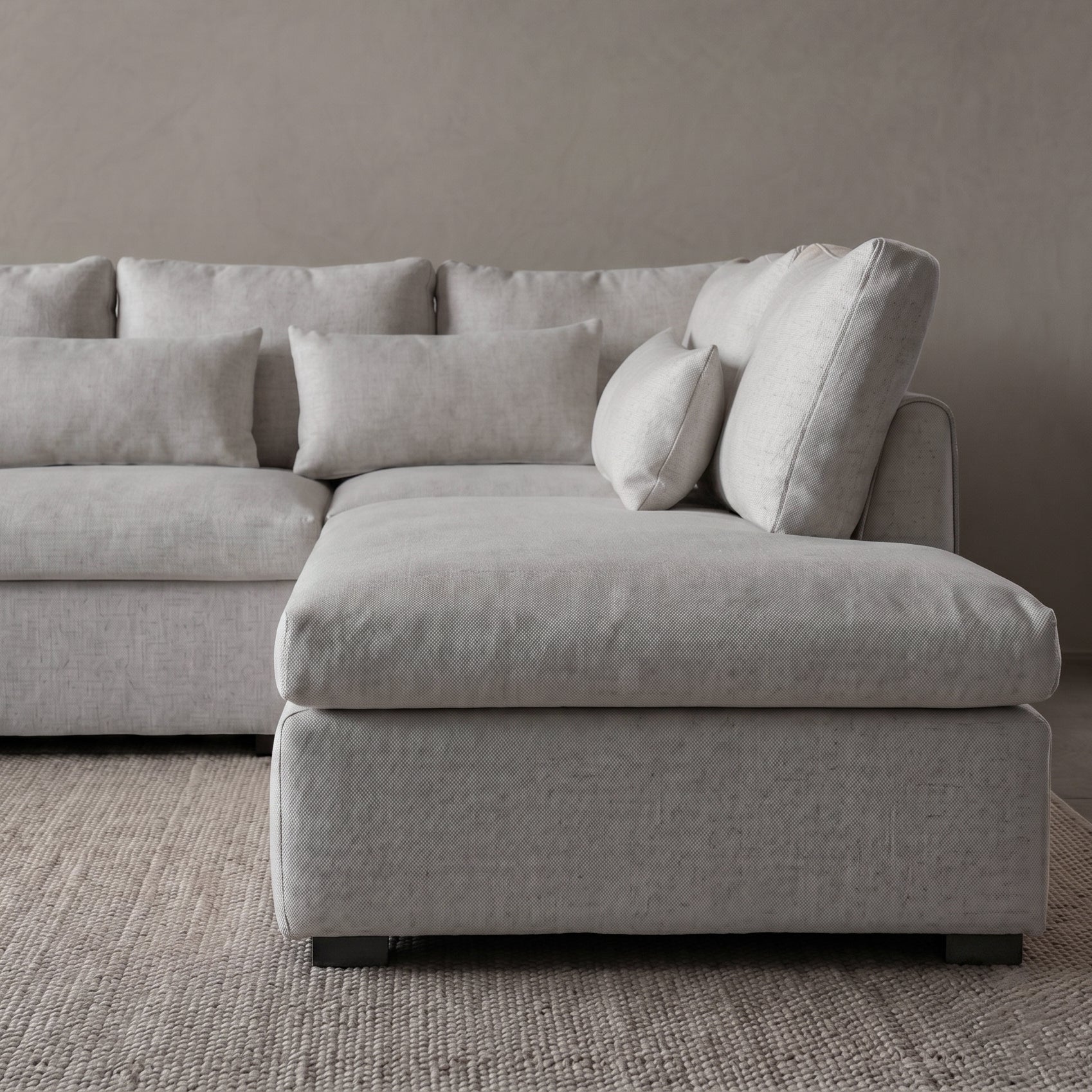 Sultan L Shape Sofa Set Light Grey