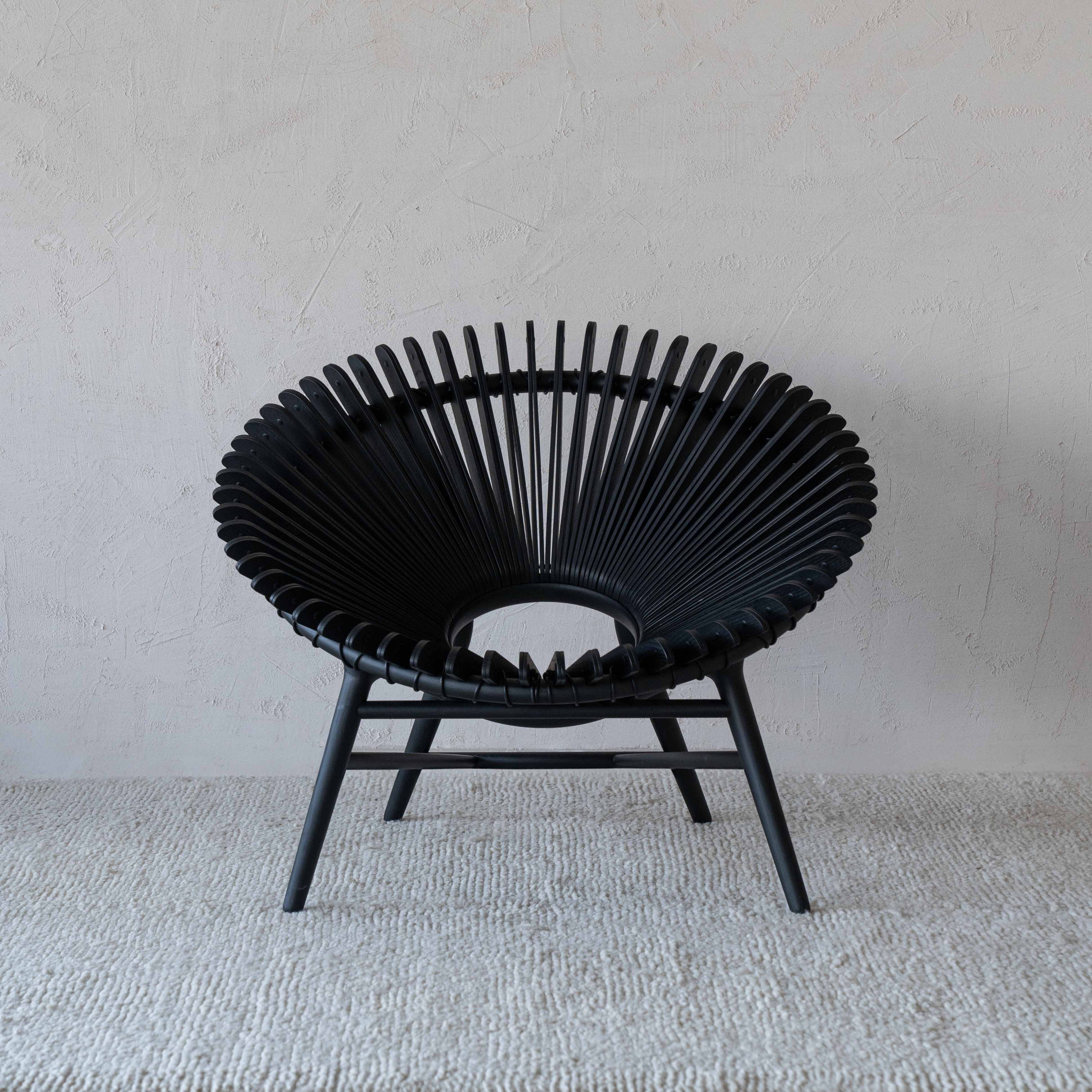 Sun Black Wooden Lounge Chair  - WS Living - UAE - Lounge Chairs Wood and steel Furnitures - Dubai