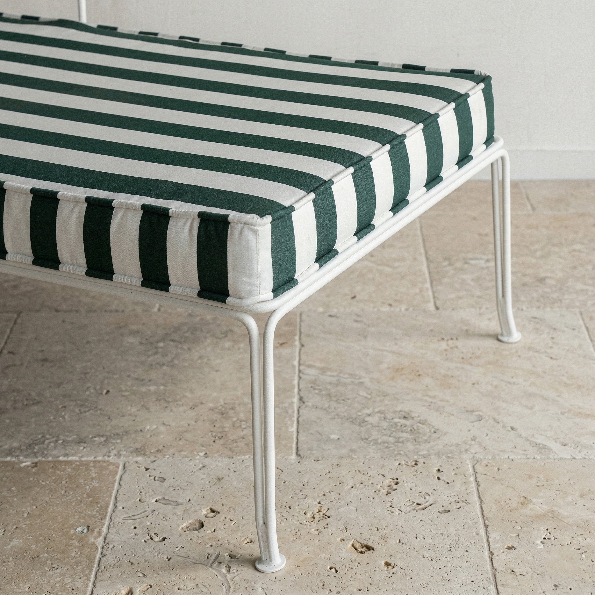 Brooks Stripe Modern Outdoor Sun Lounger Chaise - GREEN