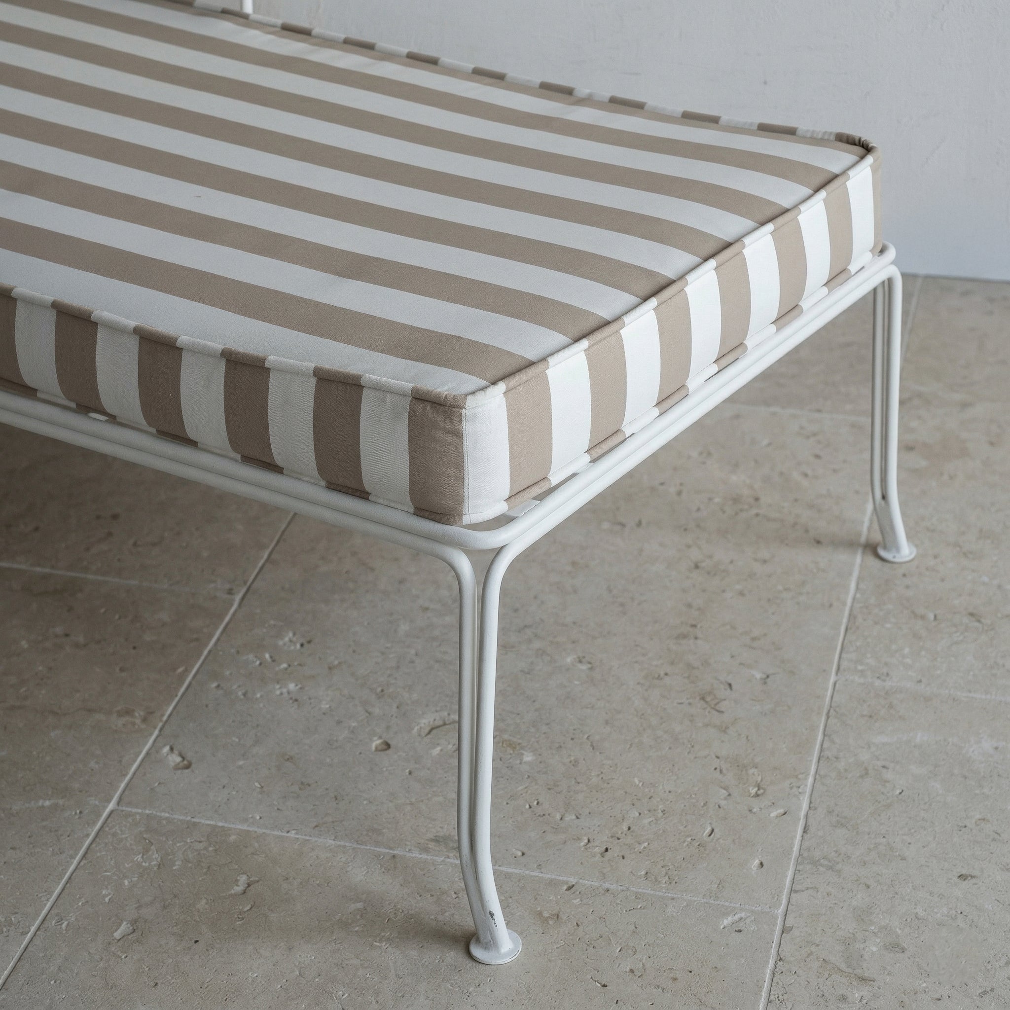 Brooks Stripe Modern Outdoor Sun Lounger Chaise - BEIGE