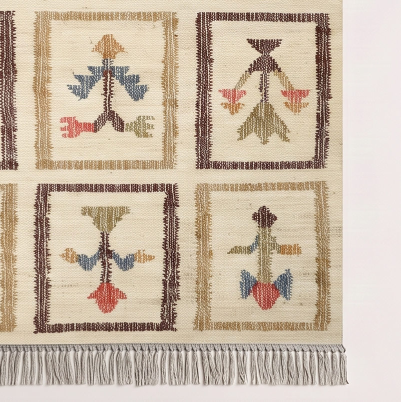 Meadow Tile Handcrafted Jute Rug - TLR0699 BROWN MULTI