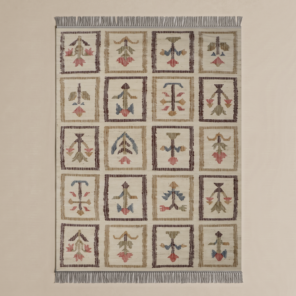 Meadow Tile Handcrafted Jute Rug - TLR0699 BROWN MULTI