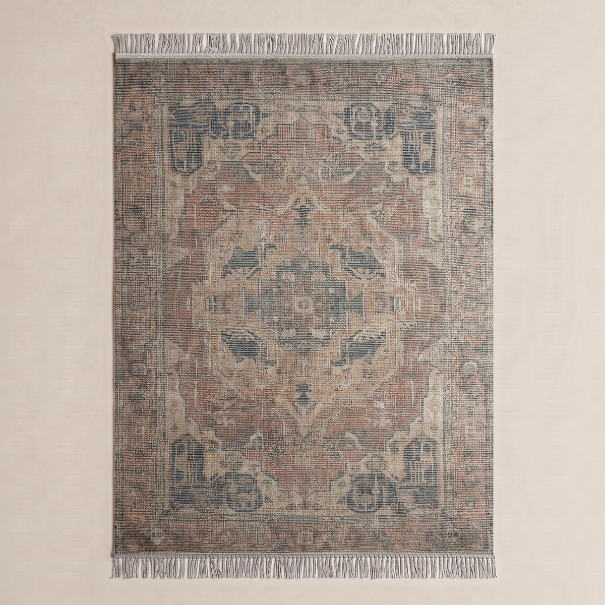 Vintage Persian Medallion Cotton Rug - TLR0765