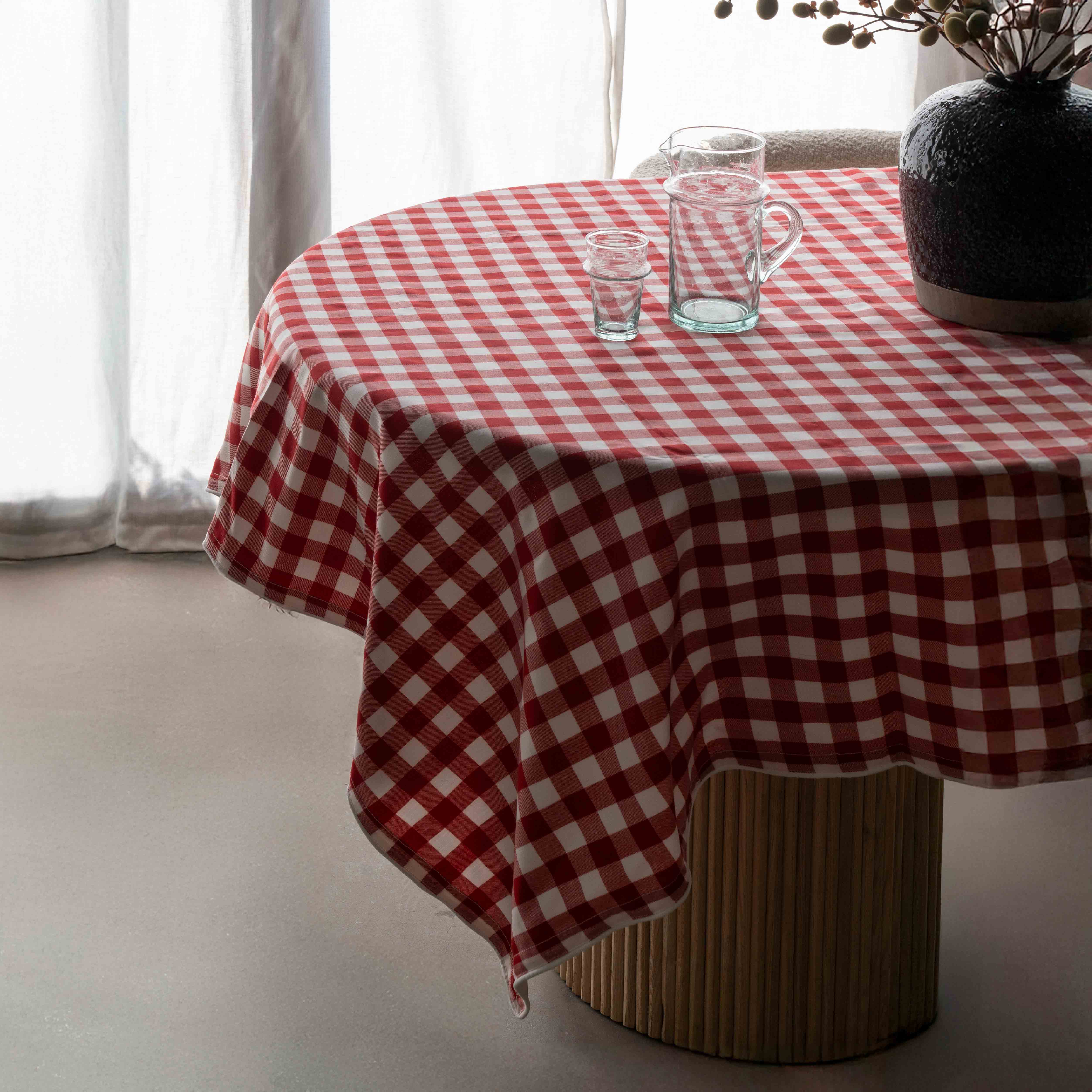 Timeless Red & White Pure Cotton Table Cloth