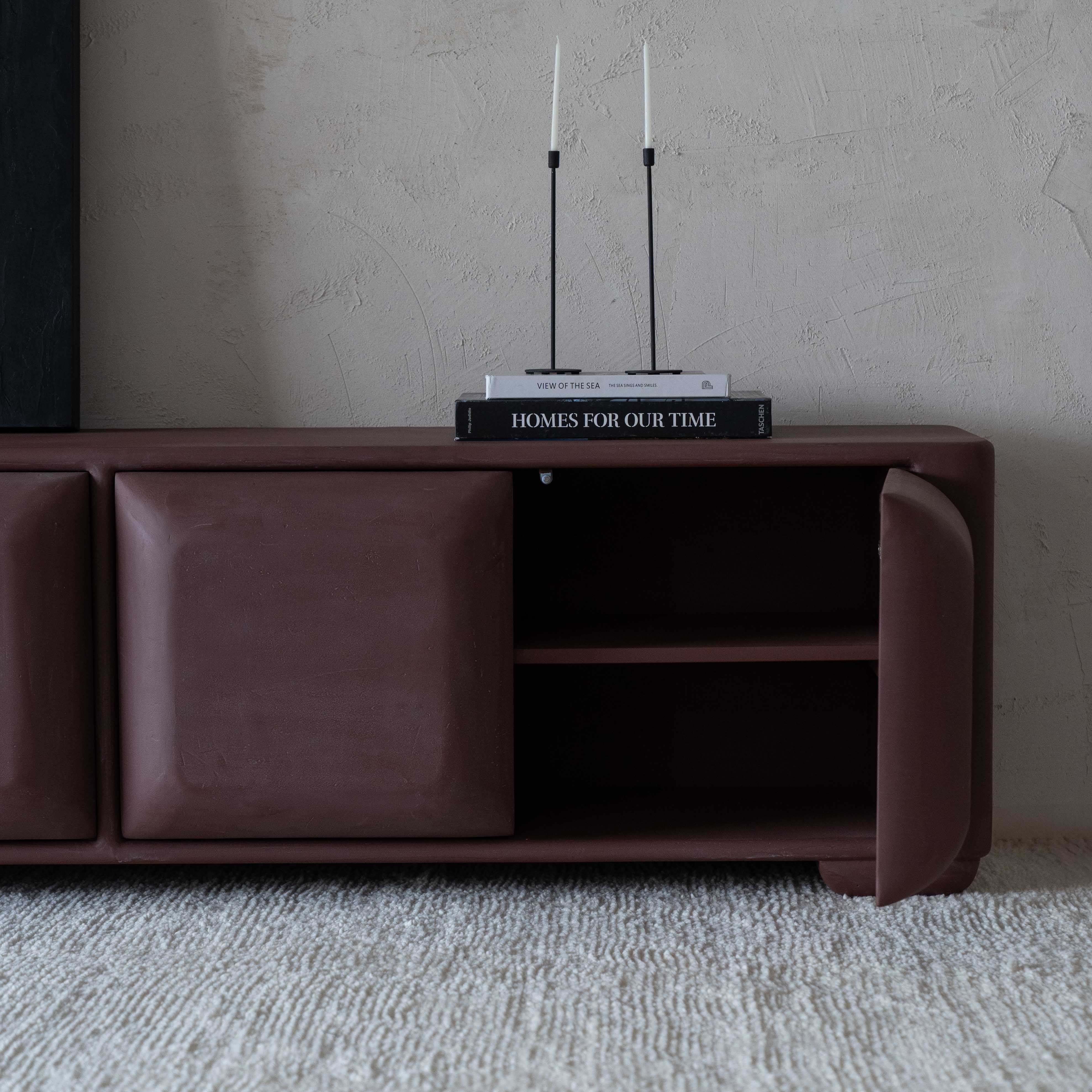 Temple Wooden TV unit - Maroon - TV Units - WS Living - UAE Wood and steel Furnitures in Dubai