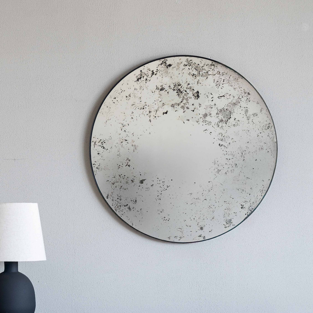 Shop Tessa Round Black Textured Wall Mirror | WS Living Furniture