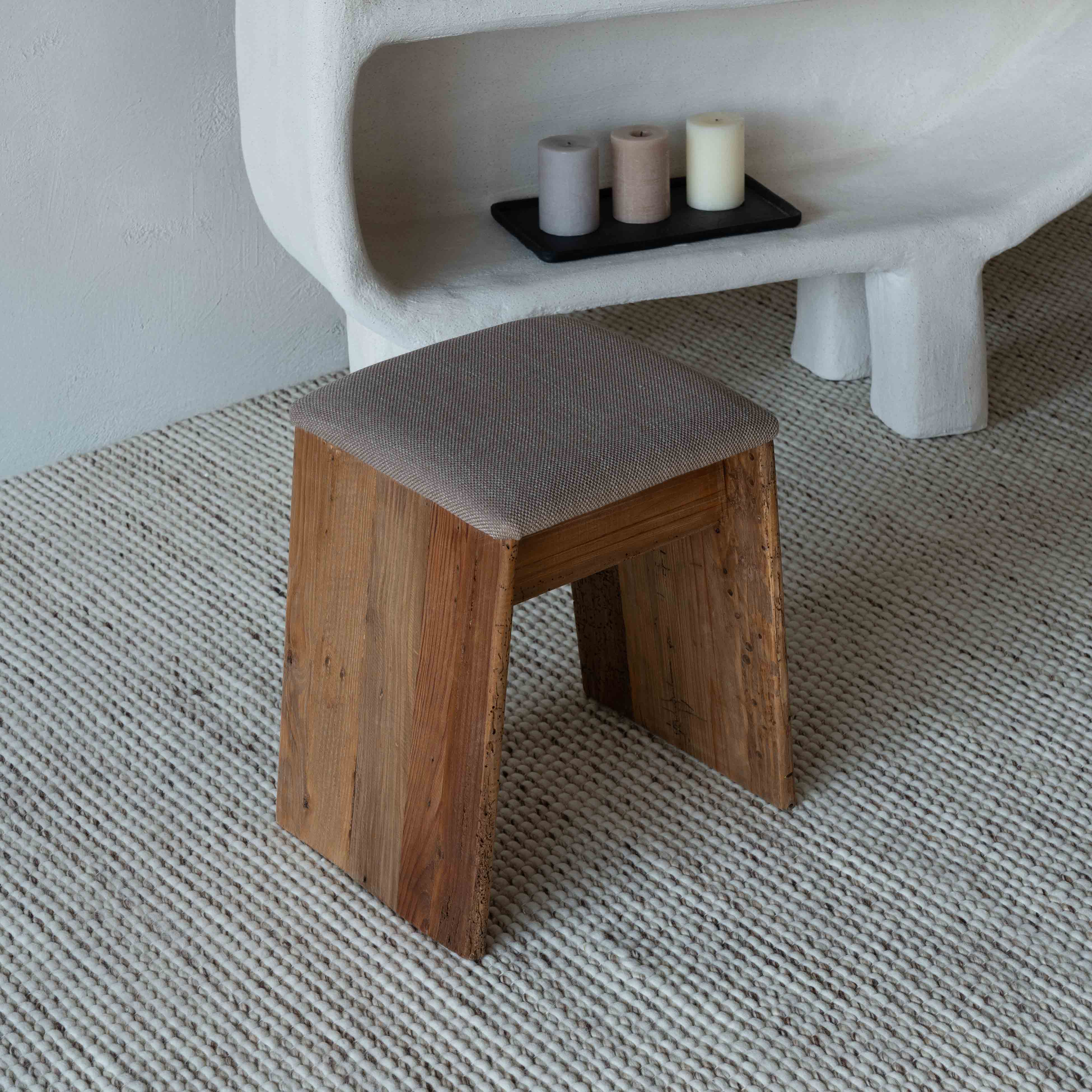 Rustic Solid Wood Stool | Accent End Table - Side Table - WS Living - UAE Home Furniture Stores in Dubai