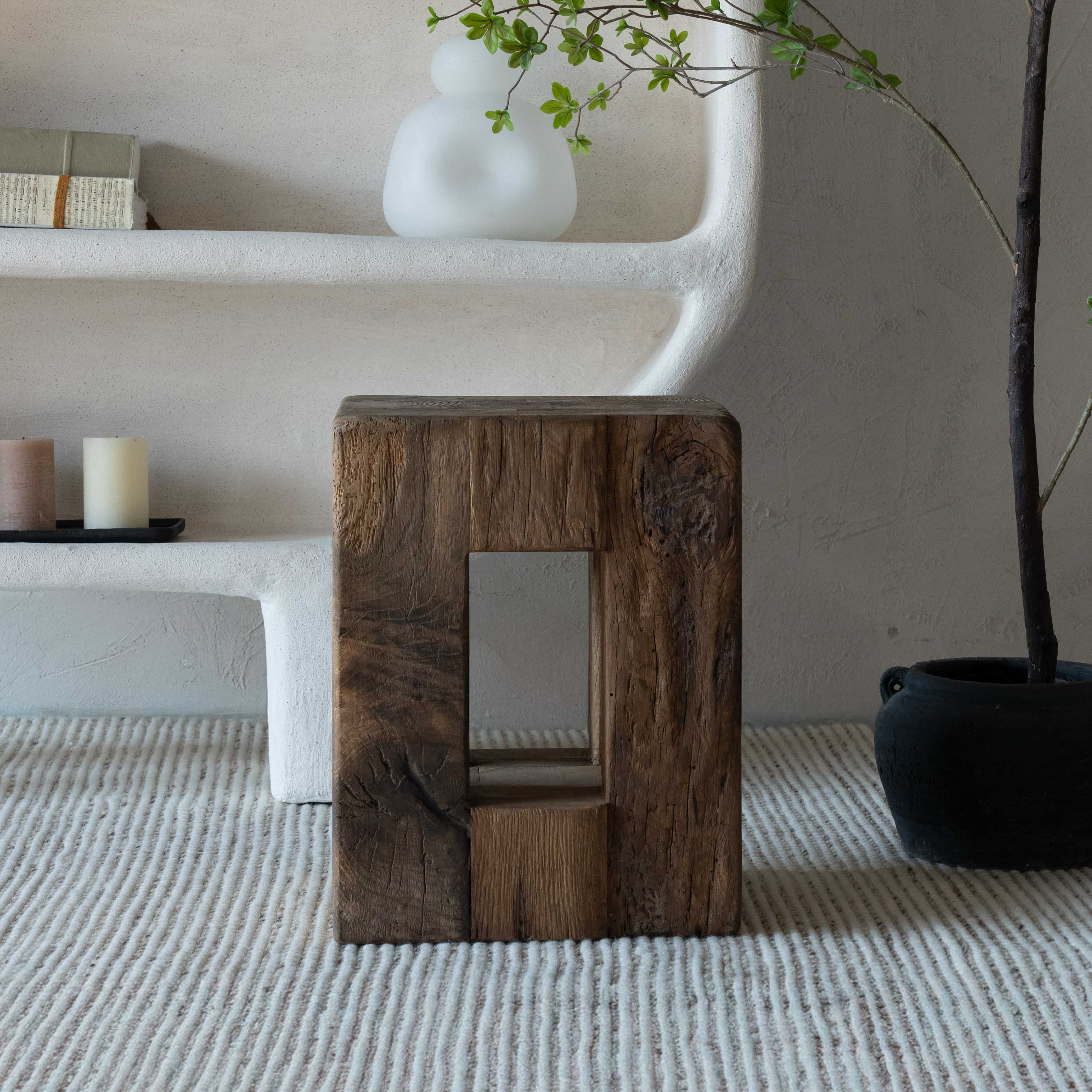 Stump Solid Wood Stool | Accent End Side Table