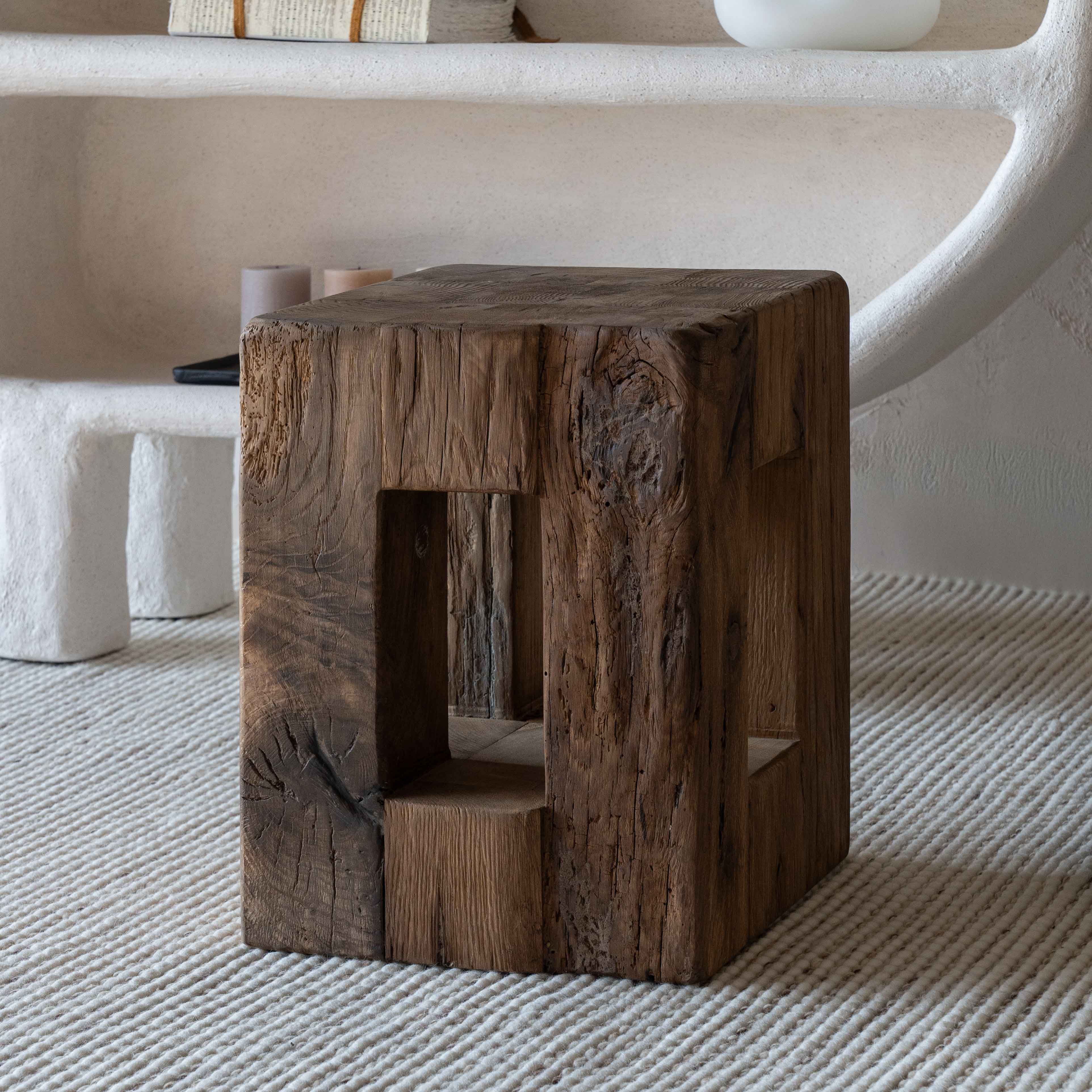 Stump Solid Wood Stool | Accent End Side Table - Side Table - WS Living - UAE Home Furniture Stores in Dubai