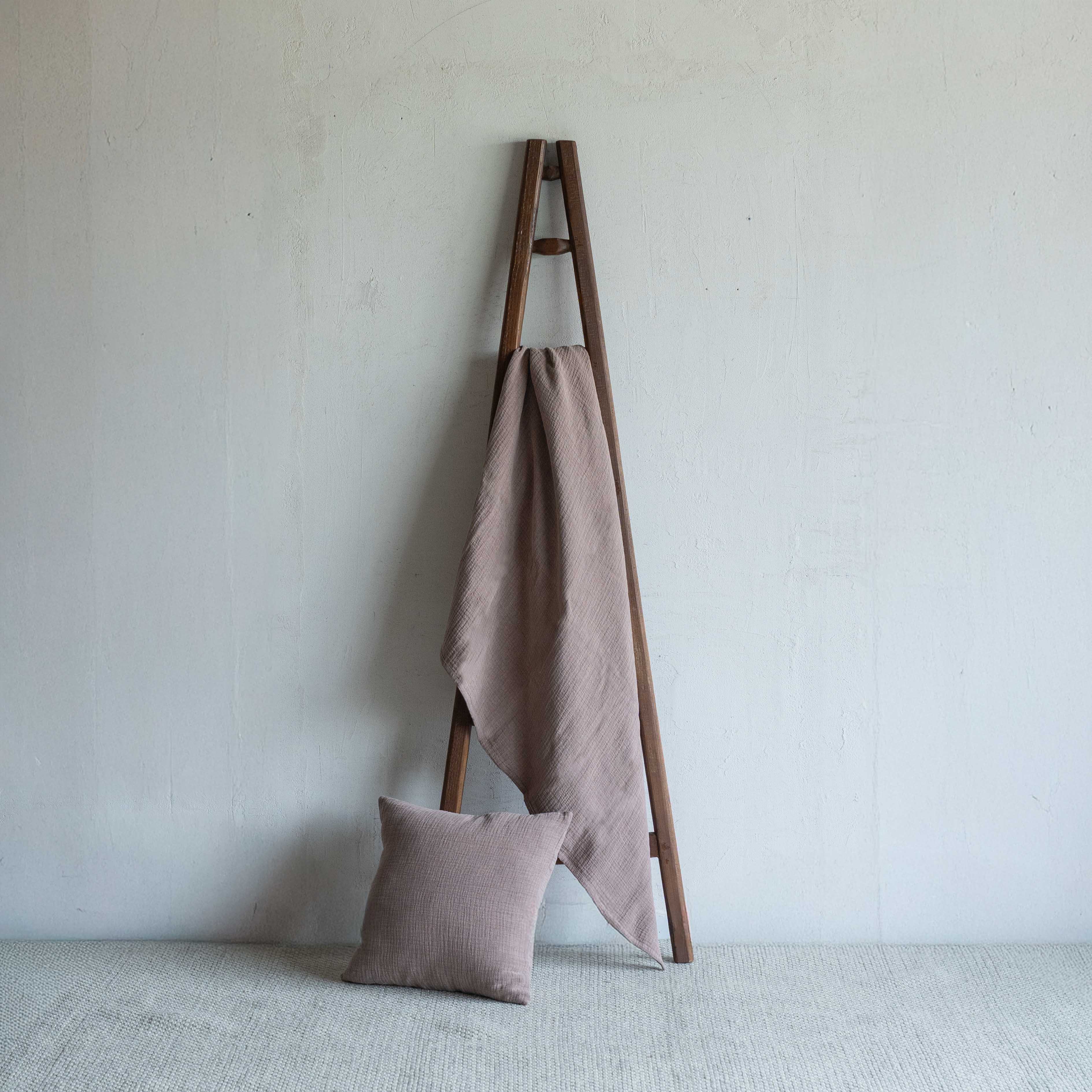 Stone Haze Linen Throw Blanket