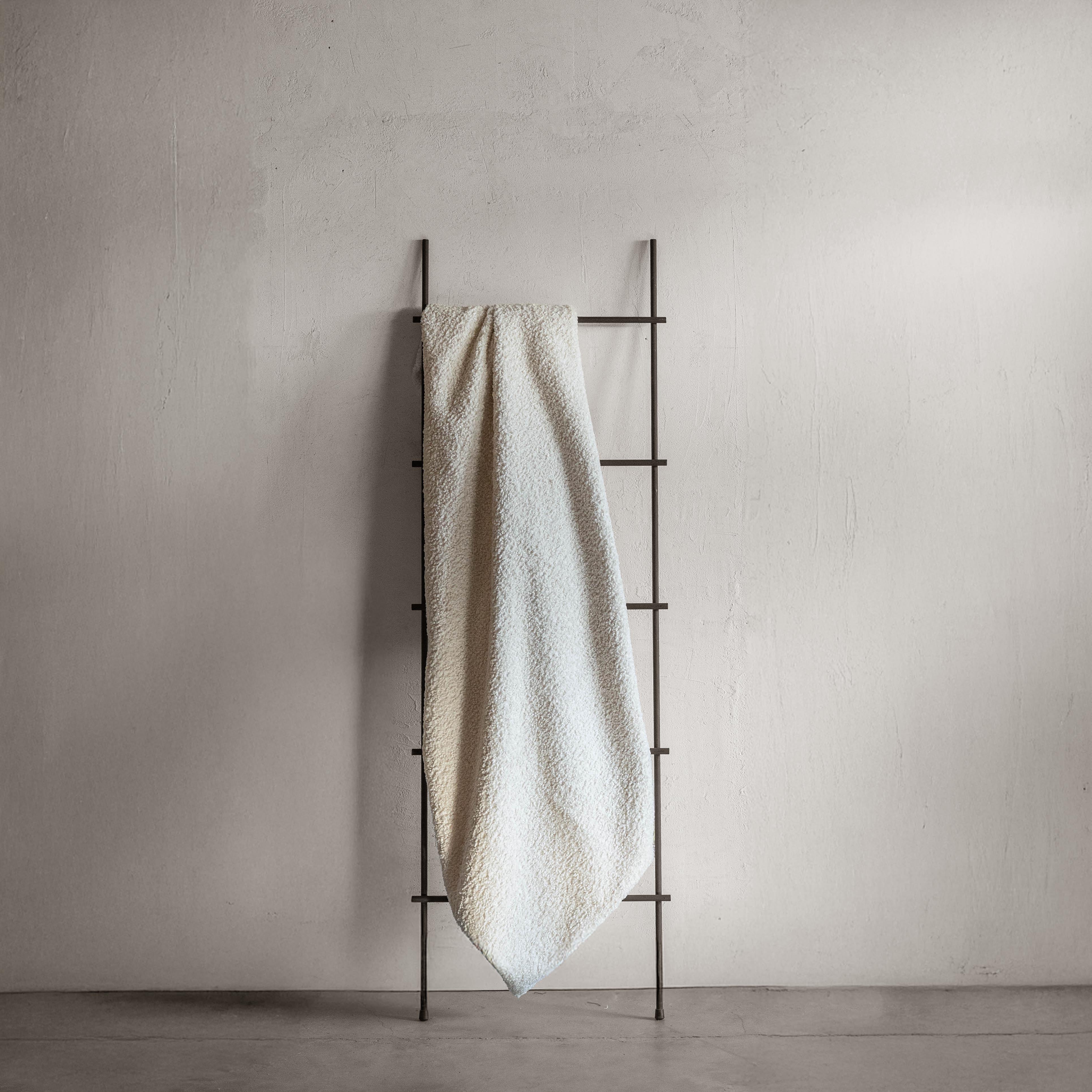 Minimal White Boucle Throw Blanket