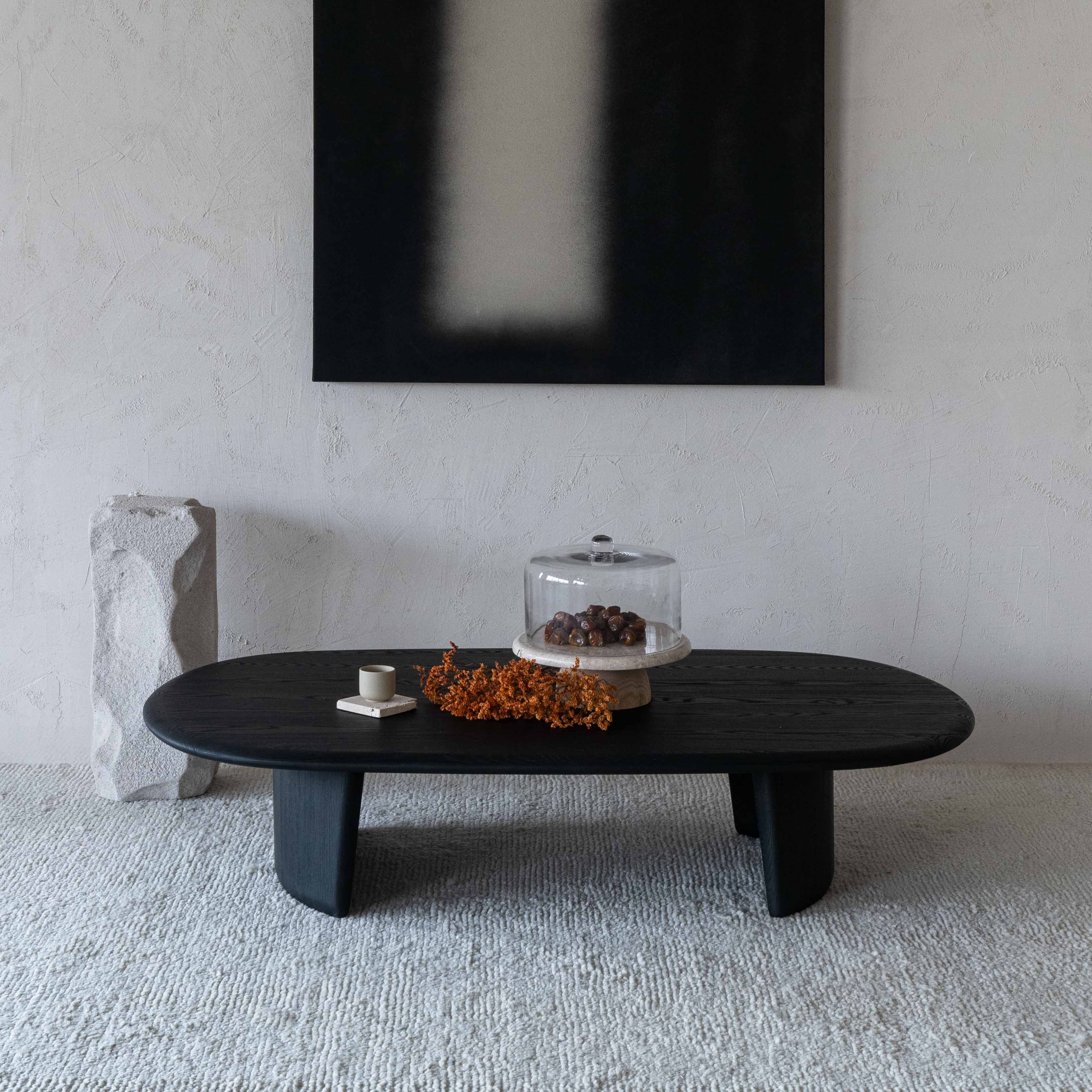 Tima Black Wooden Oval Coffee Table  - WS Living - UAE - Coffee Tables Wood and steel Furnitures - Dubai