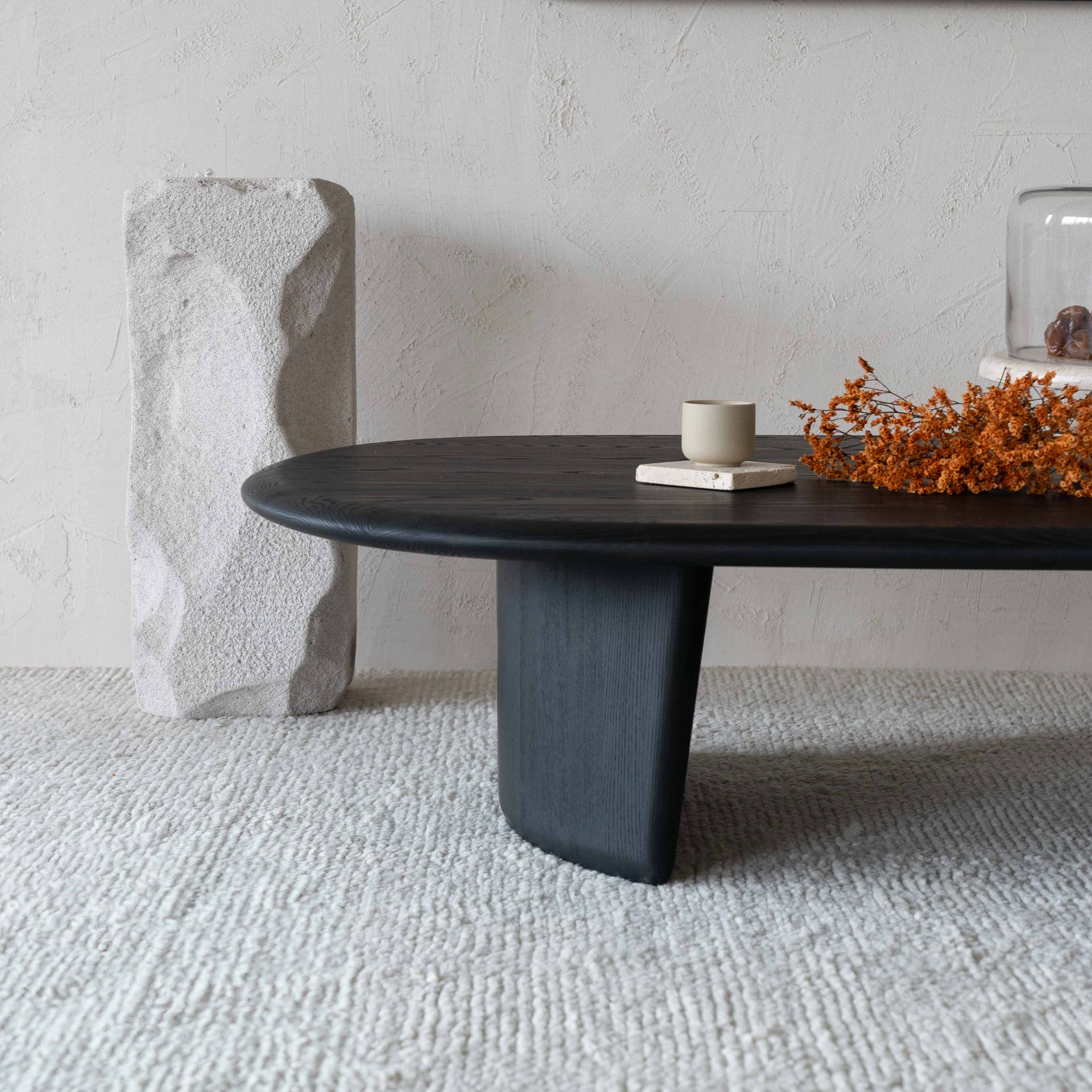 Tima Black Wooden Oval Coffee Table  - WS Living - UAE - Coffee Tables Wood and steel Furnitures - Dubai