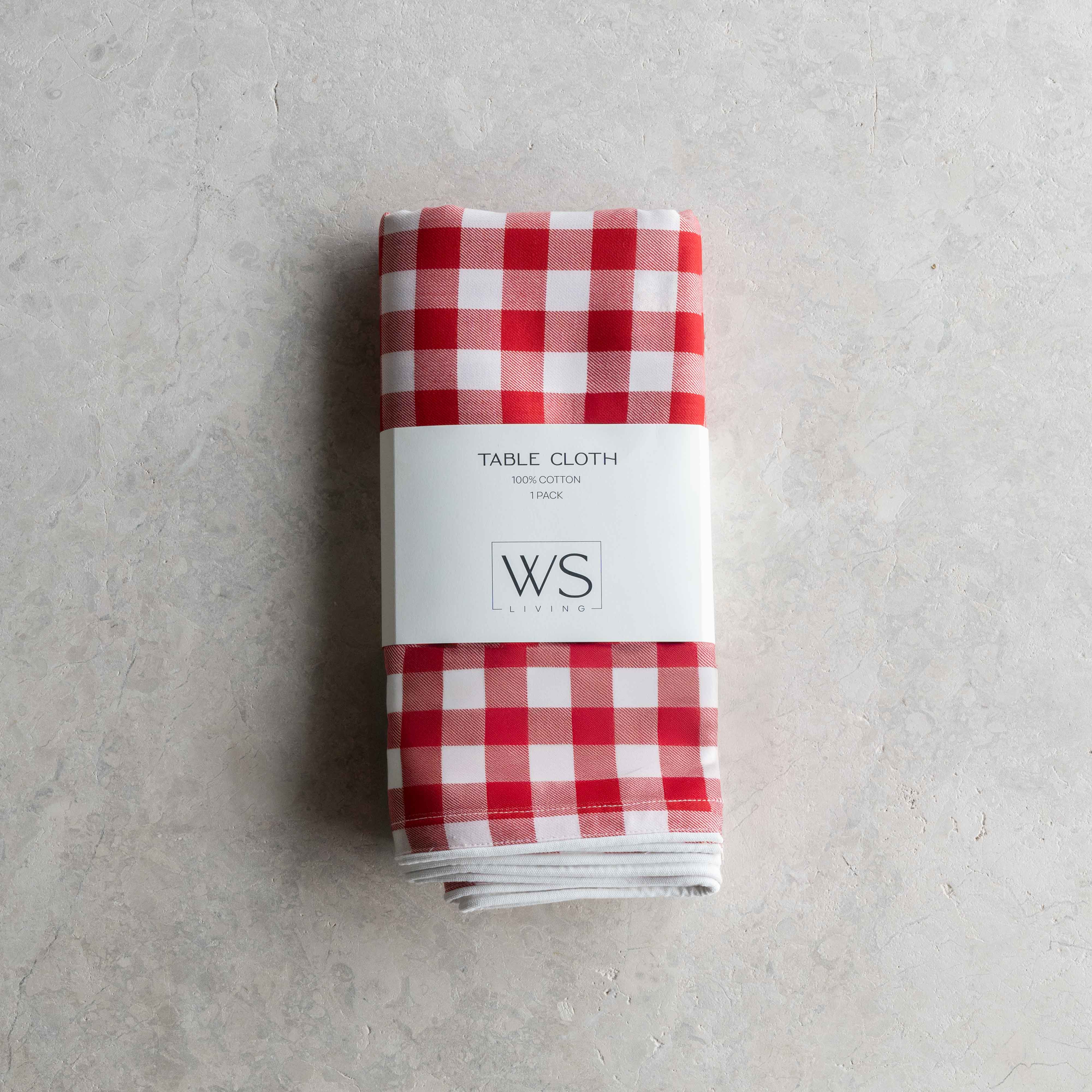 Timeless Red & White Pure Cotton Table Cloth - Table Cloth - WS Living - UAE Home Furniture Stores in Dubai