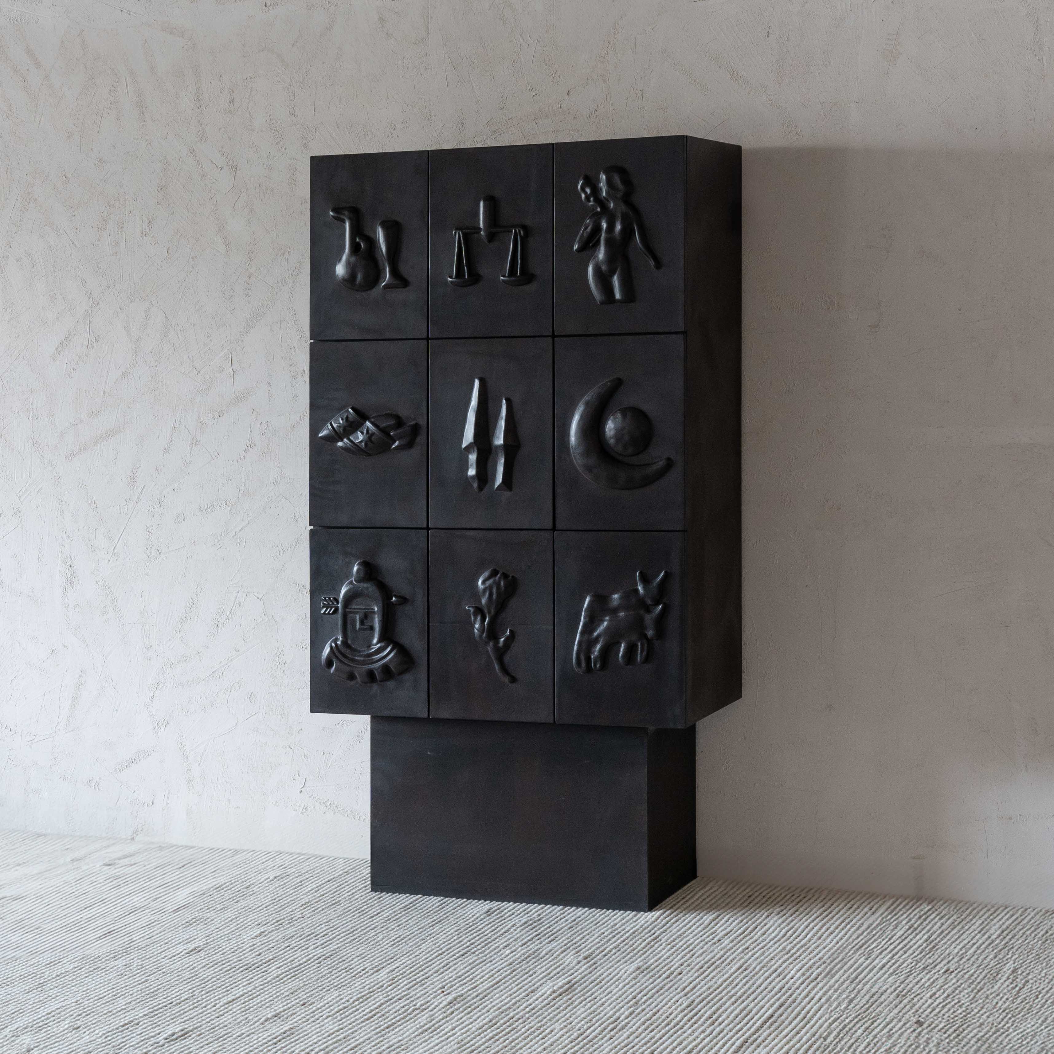 Tobias Black Handcrafted Antique Cabinet | Storage Cabinet - Cabinets - WS Living - UAE Wood and steel Furnitures in Dubai