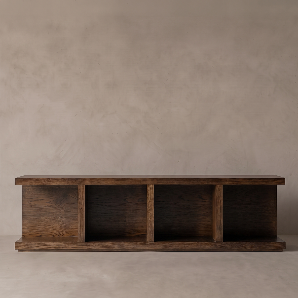Torvane Minimalist Open Shelf TV Unit - WALNUT