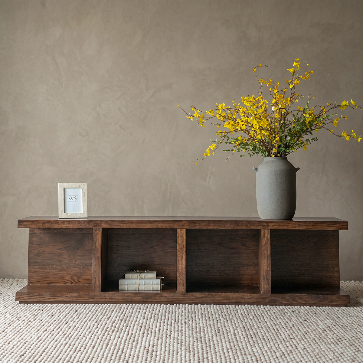 Torvane Minimalist Open Shelf TV Unit - WALNUT