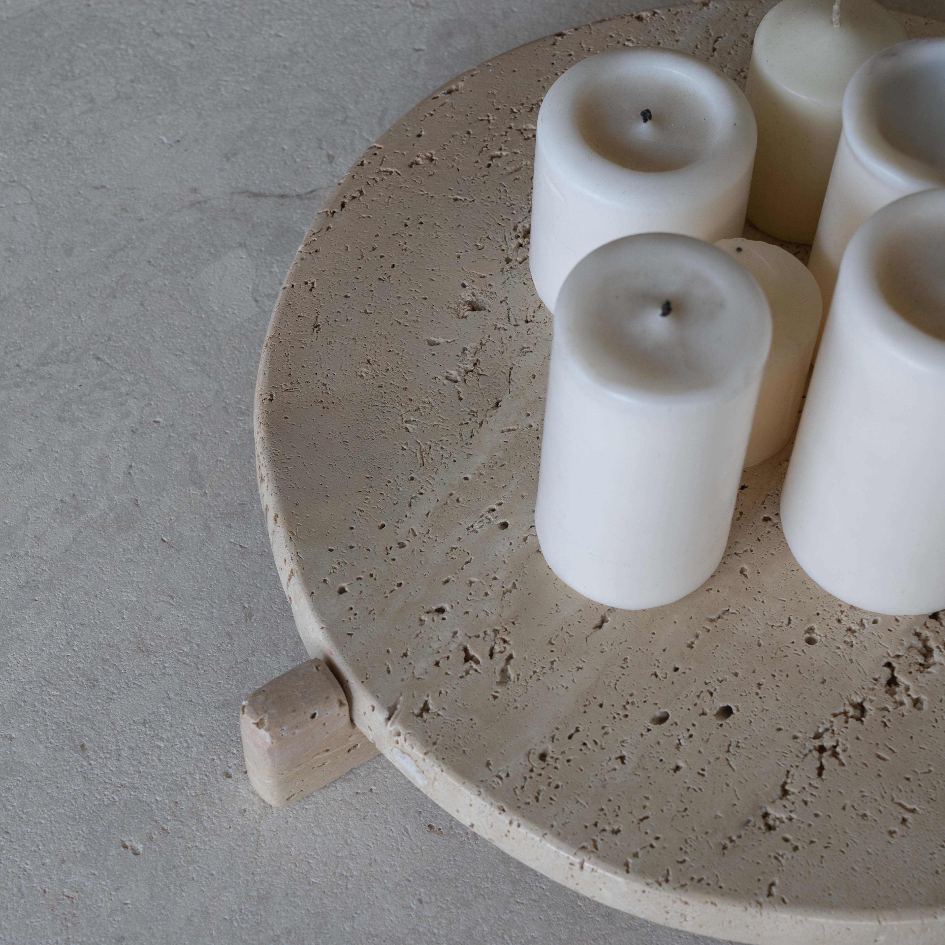 Natural Travertine Marble Round Tray