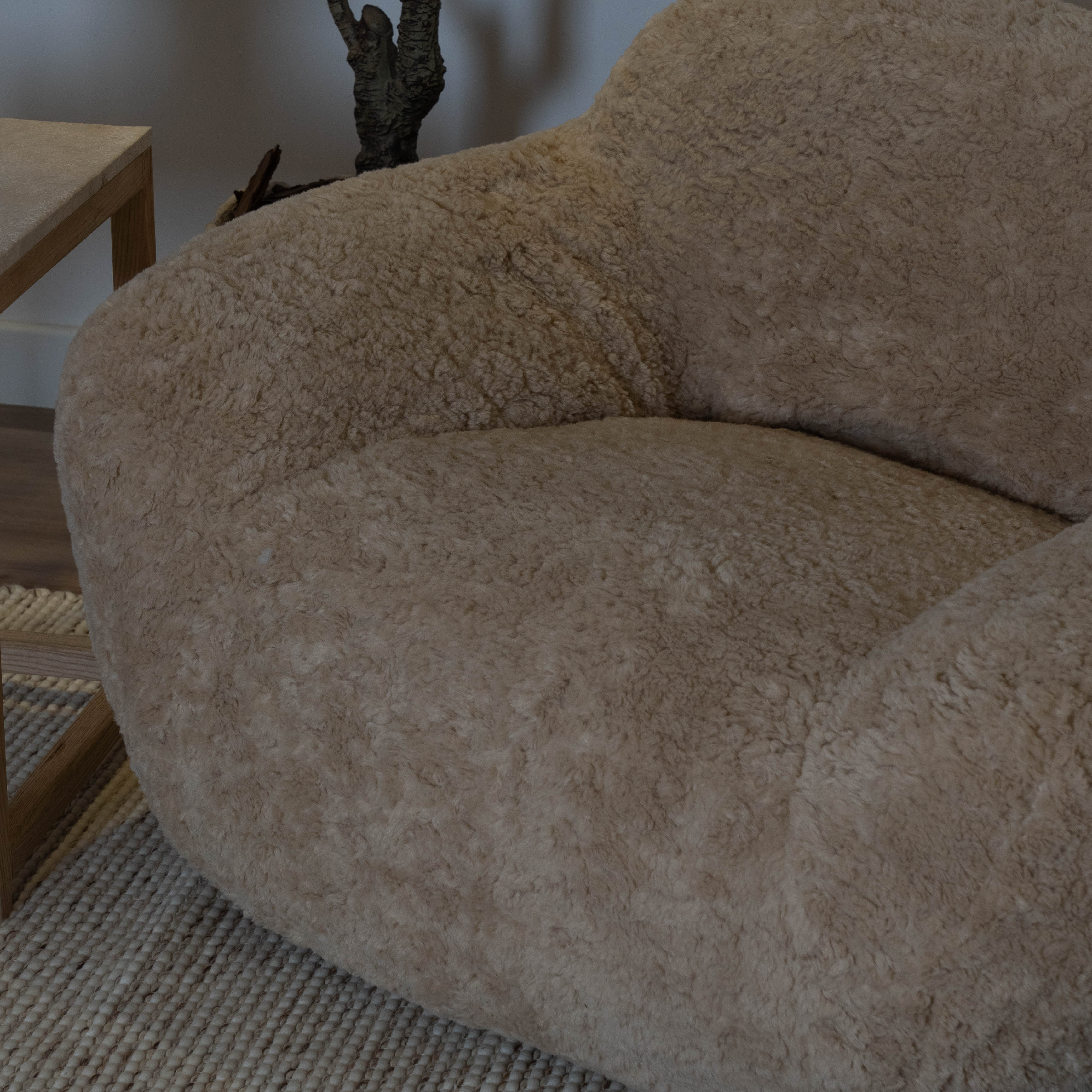 Big Hug -  Faux Shear Lounge Chair ( MF-3)  - WS Living - UAE - Arm chair Wood and steel Furnitures - Dubai