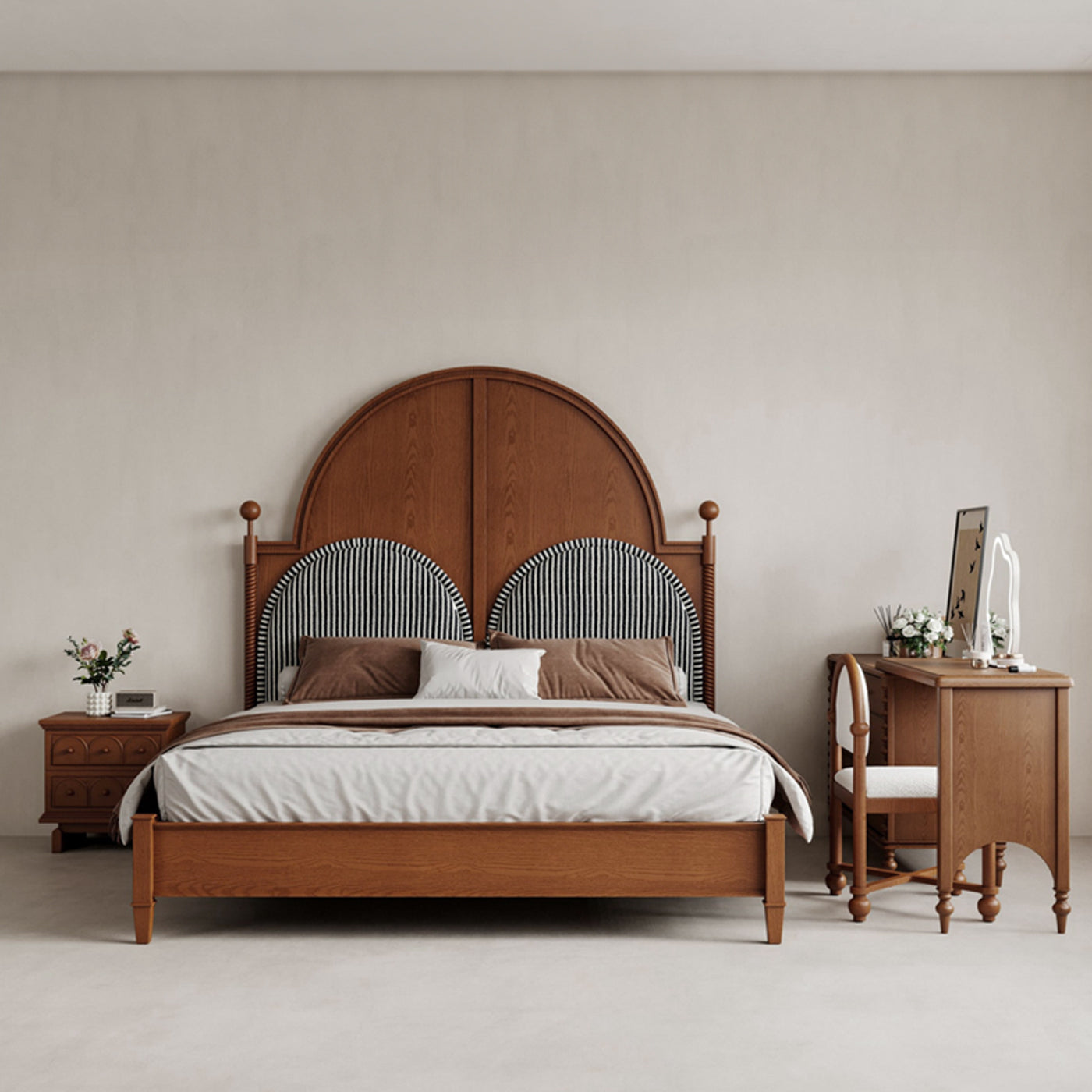 Lucca Italian Classic Solid Ash Wood King Size Bed 180x200 (Pre-Order 60Days Delivery)