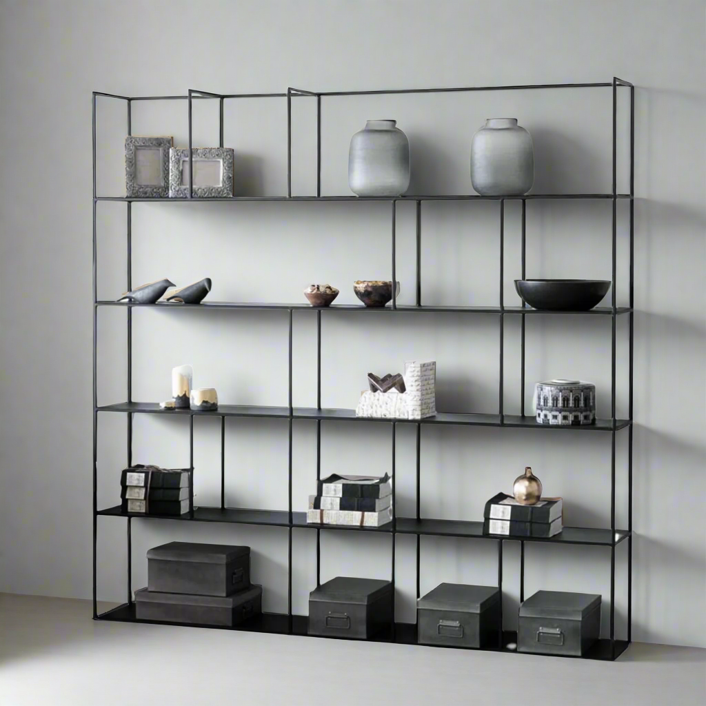 Monochrome Vertical Column Powder Coated Steel Shelf -  - WS Living - UAE Modern Home Furniture Stores in Dubai