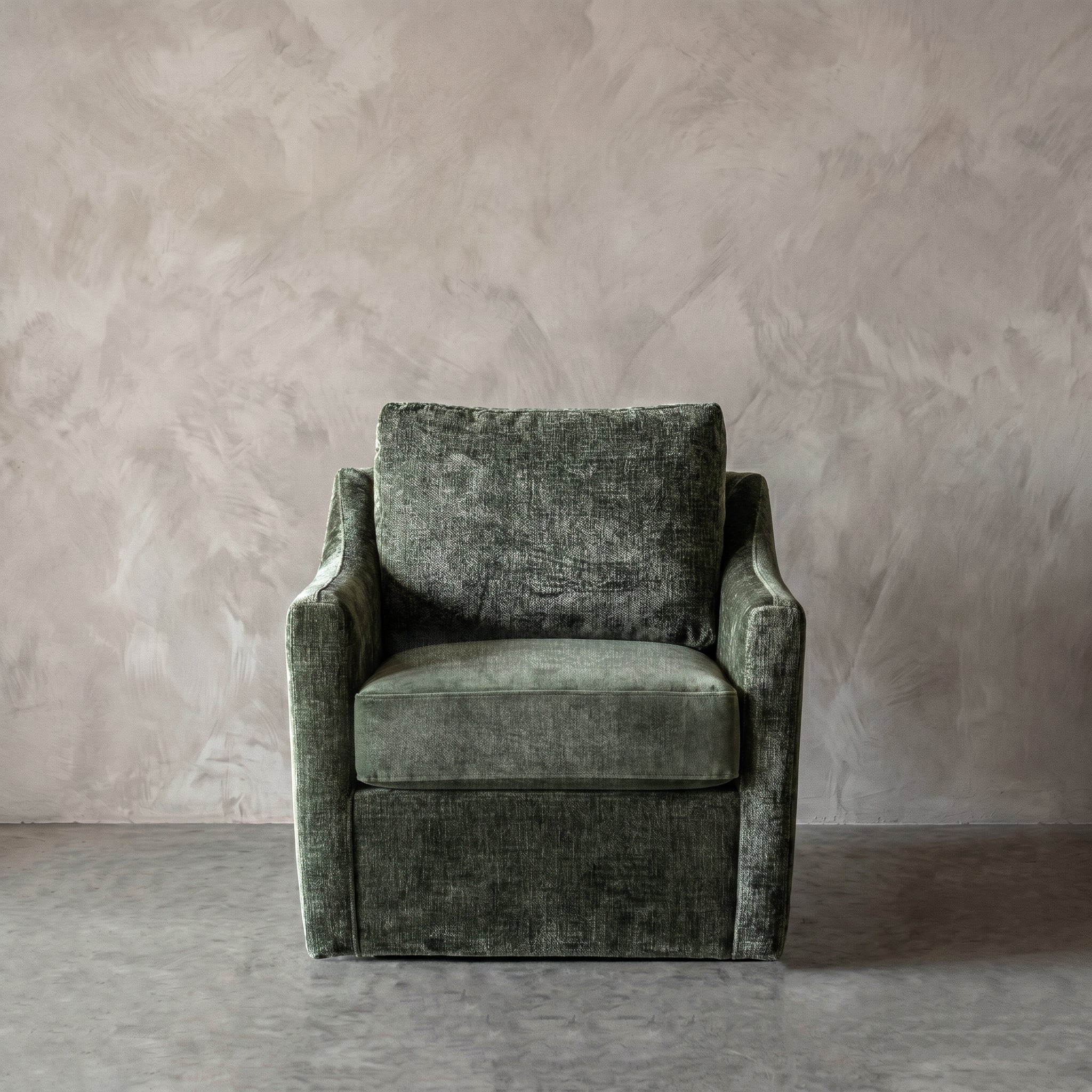 Velora Modern Swivel Armchair - TEXTURE GREEN