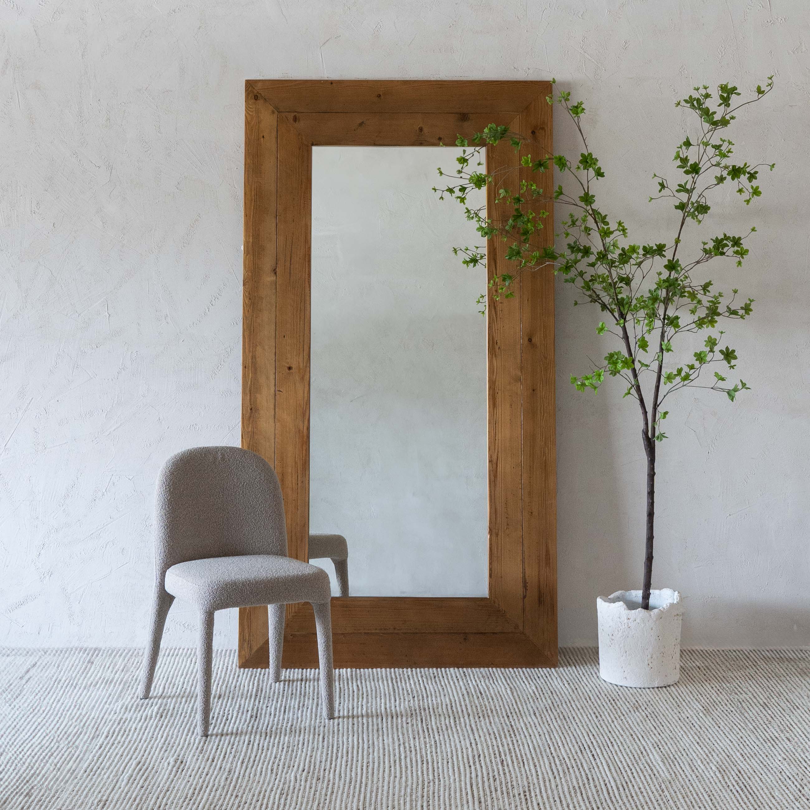 Vayan Classic Natural Wooden Floor Mirror - Mirrors - WS Living - UAE Wood and steel Furnitures Stores in Dubai