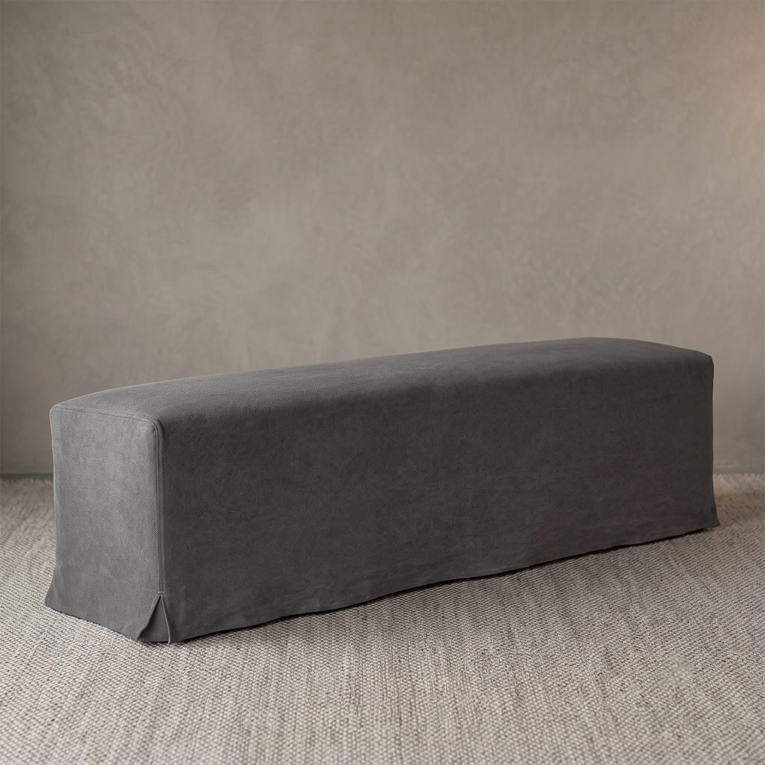 Velmora Charcoal Linen Upholstered Bench