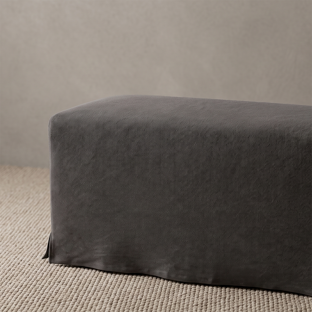 Velmora Charcoal Linen Upholstered Bench
