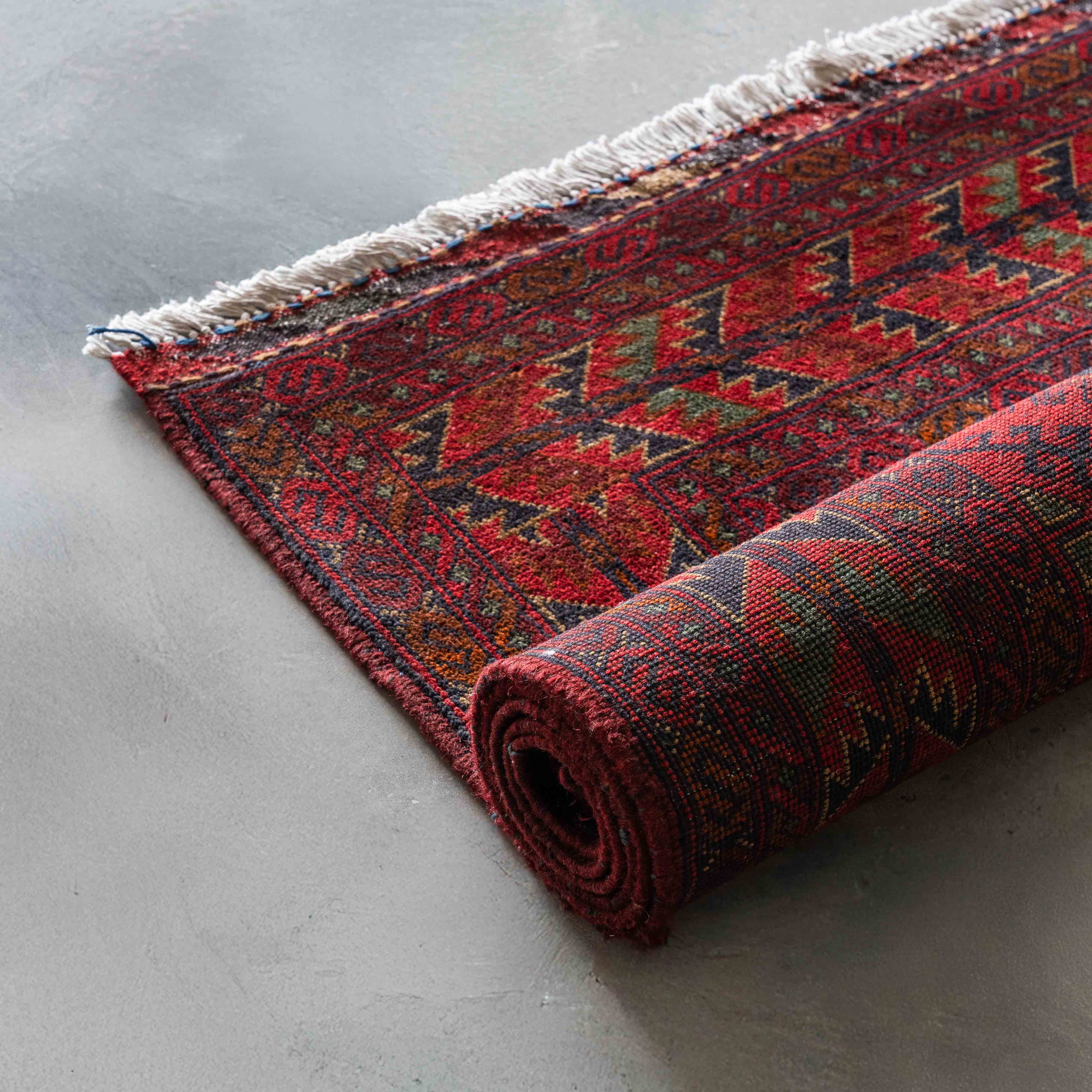 Velora Runner Handcrafted Red Vintage Style Wool Afghan Rug - Rug - WS Living Furniture Home Furniture Stores in Dubai