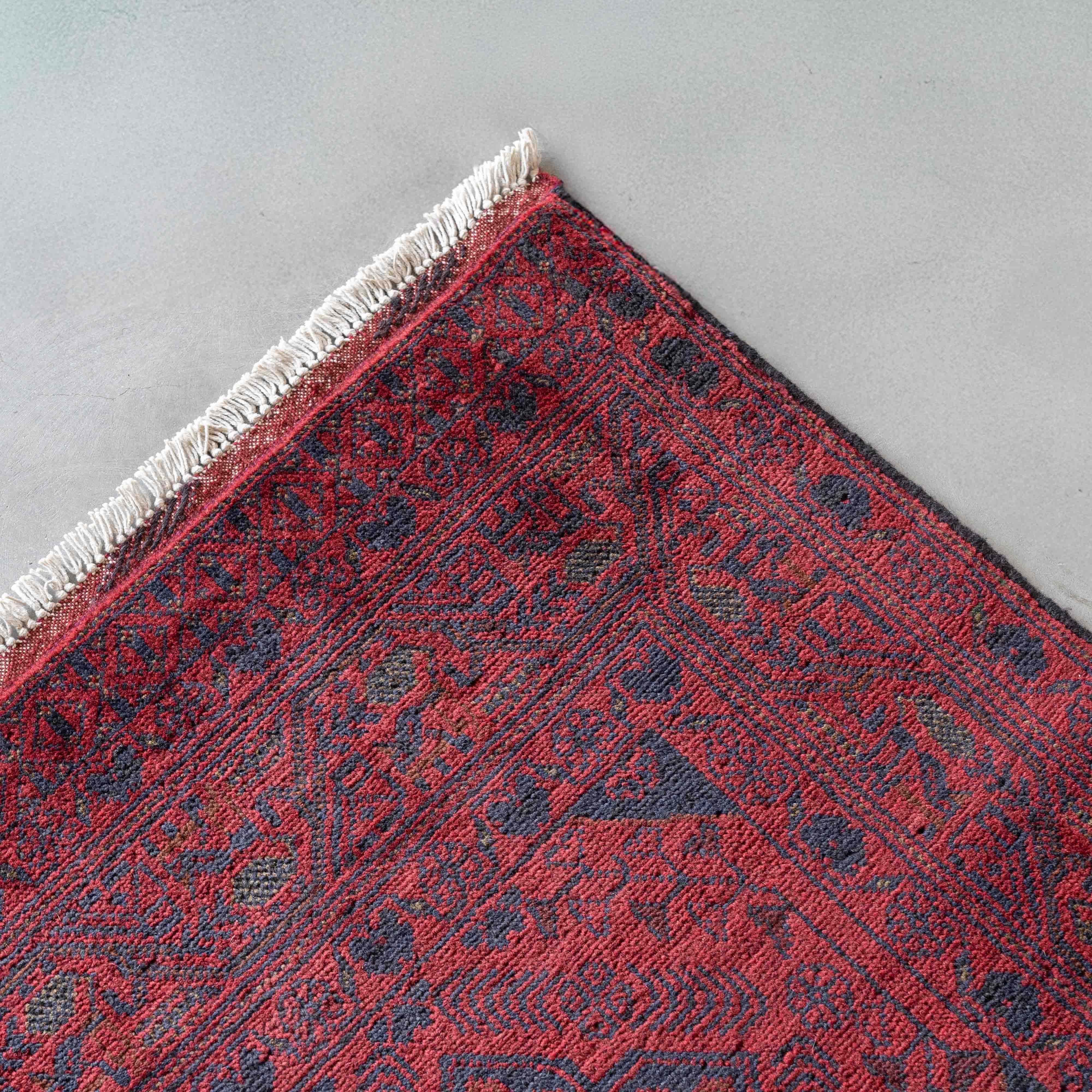 Venice Handcrafted Red Vintage Style Wool Afghan Rug