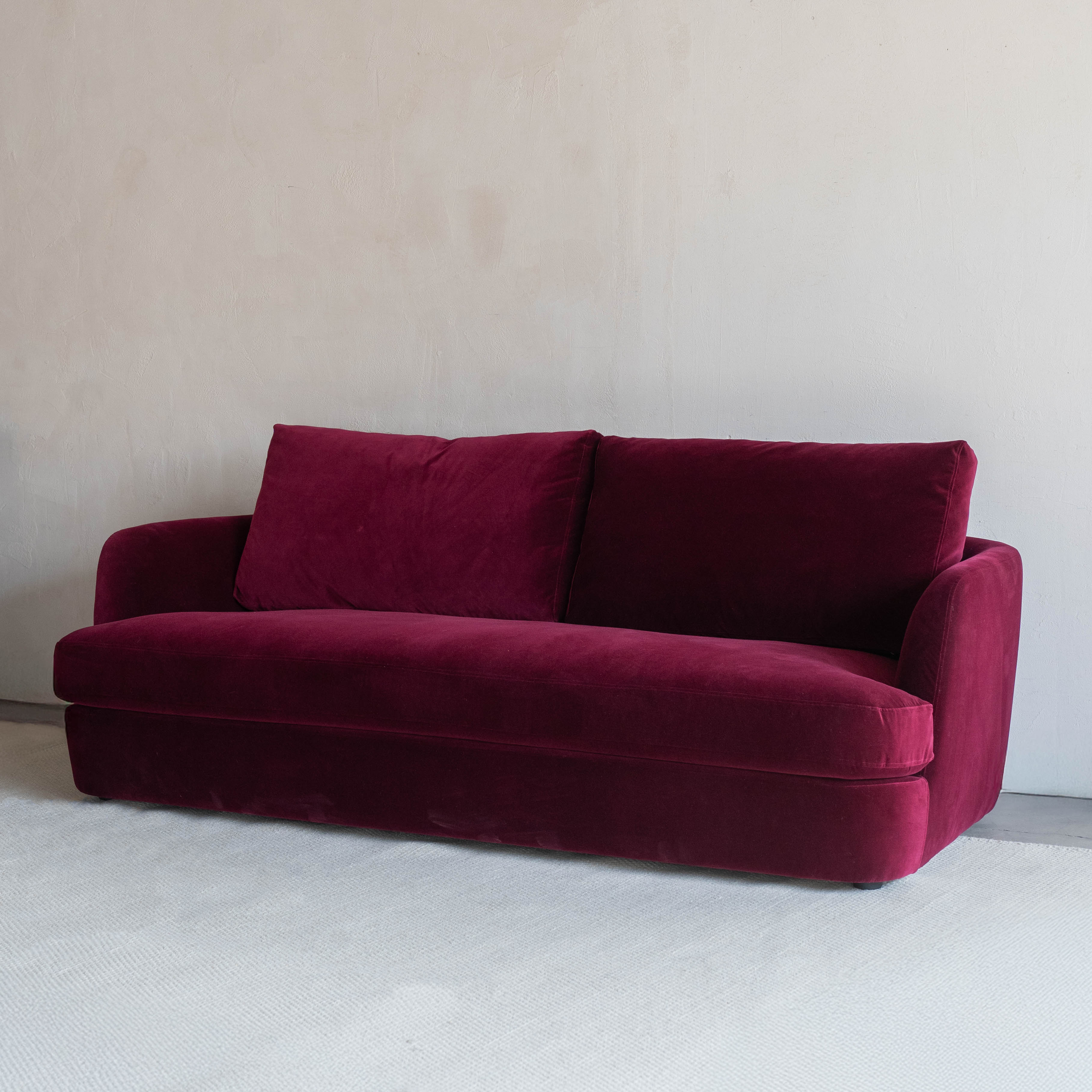 Verona Luxe Modern Burgundy 3 Seater Sofa