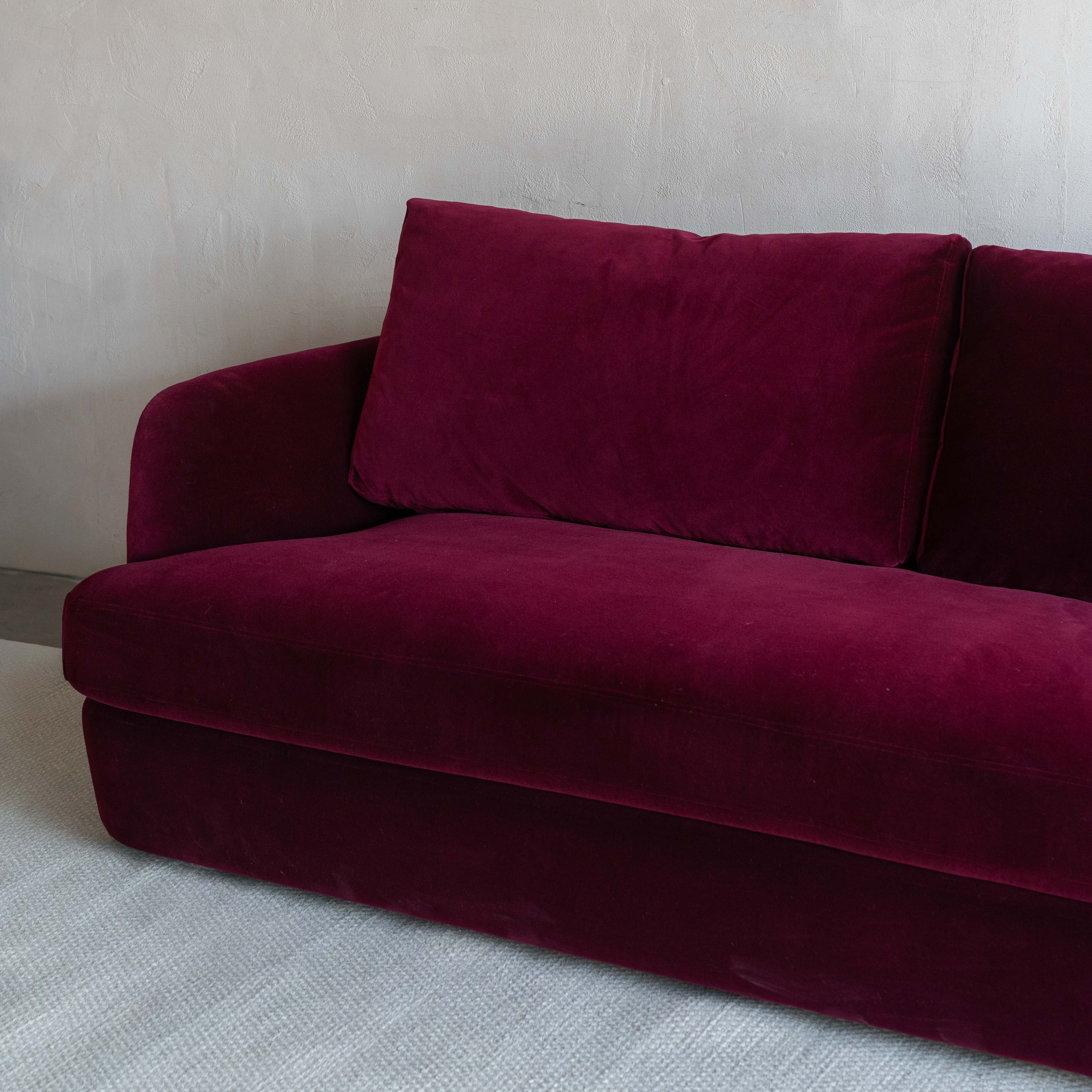 Verona Luxe Modern Burgundy 3 Seater Sofa