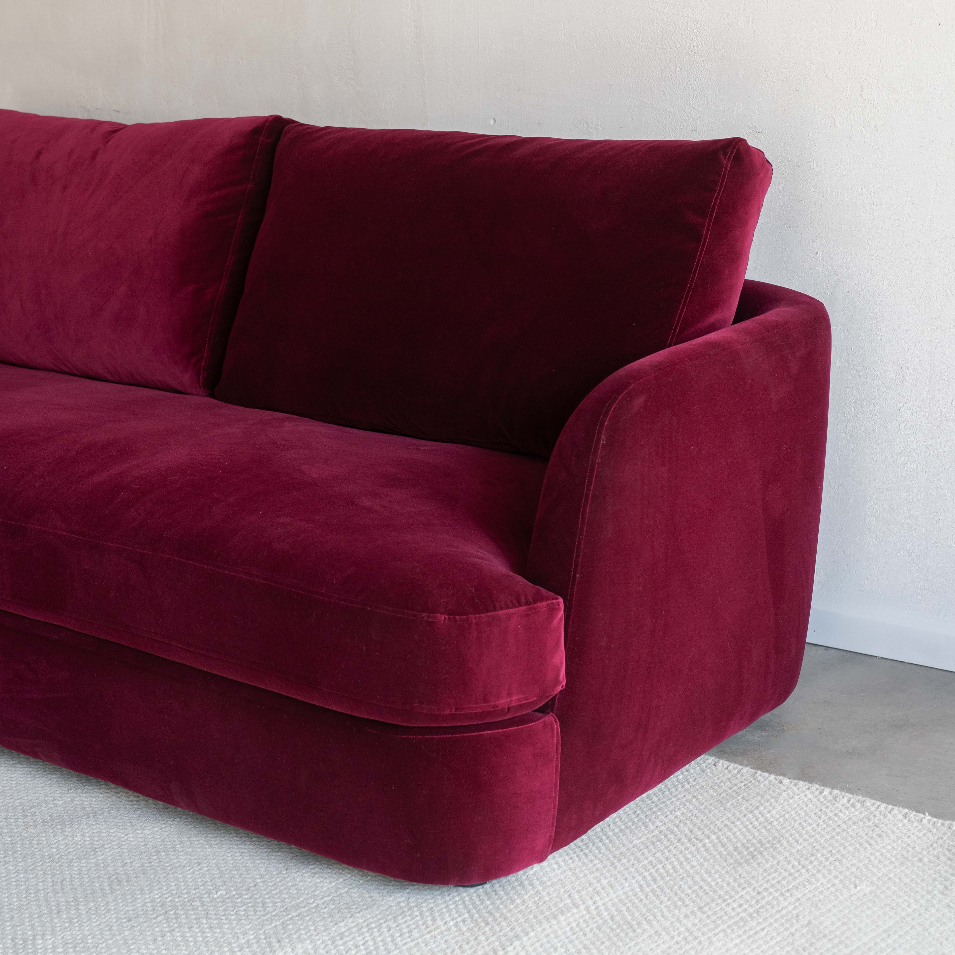 Verona Luxe Modern Burgundy 3 Seater Sofa