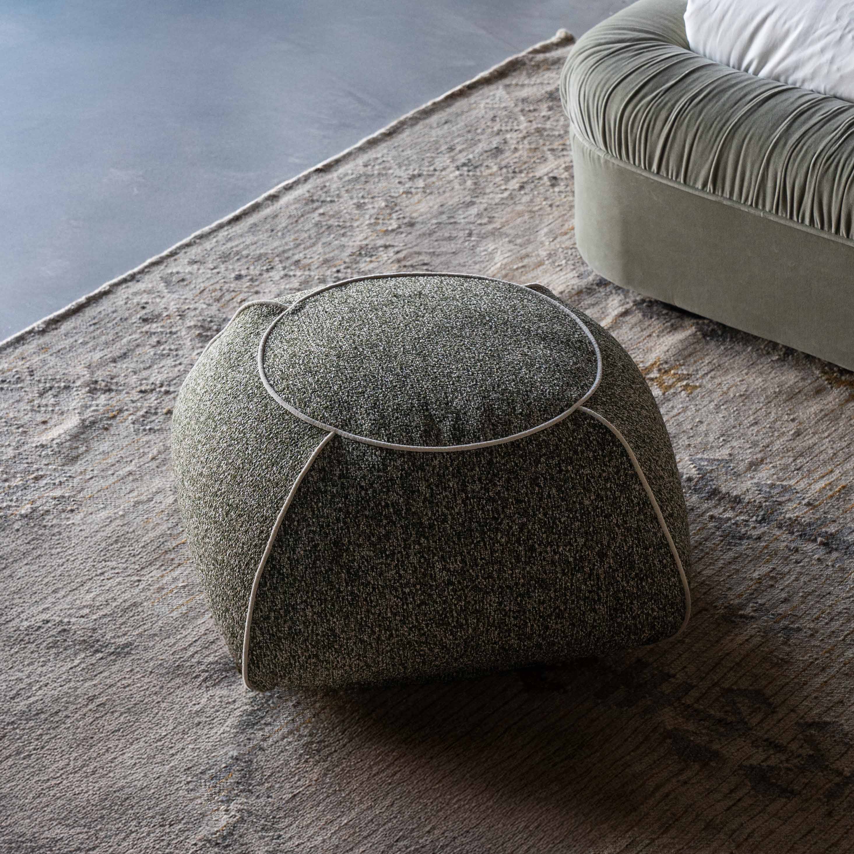 Victoria Olive Green Modern Ottoman & Footstool