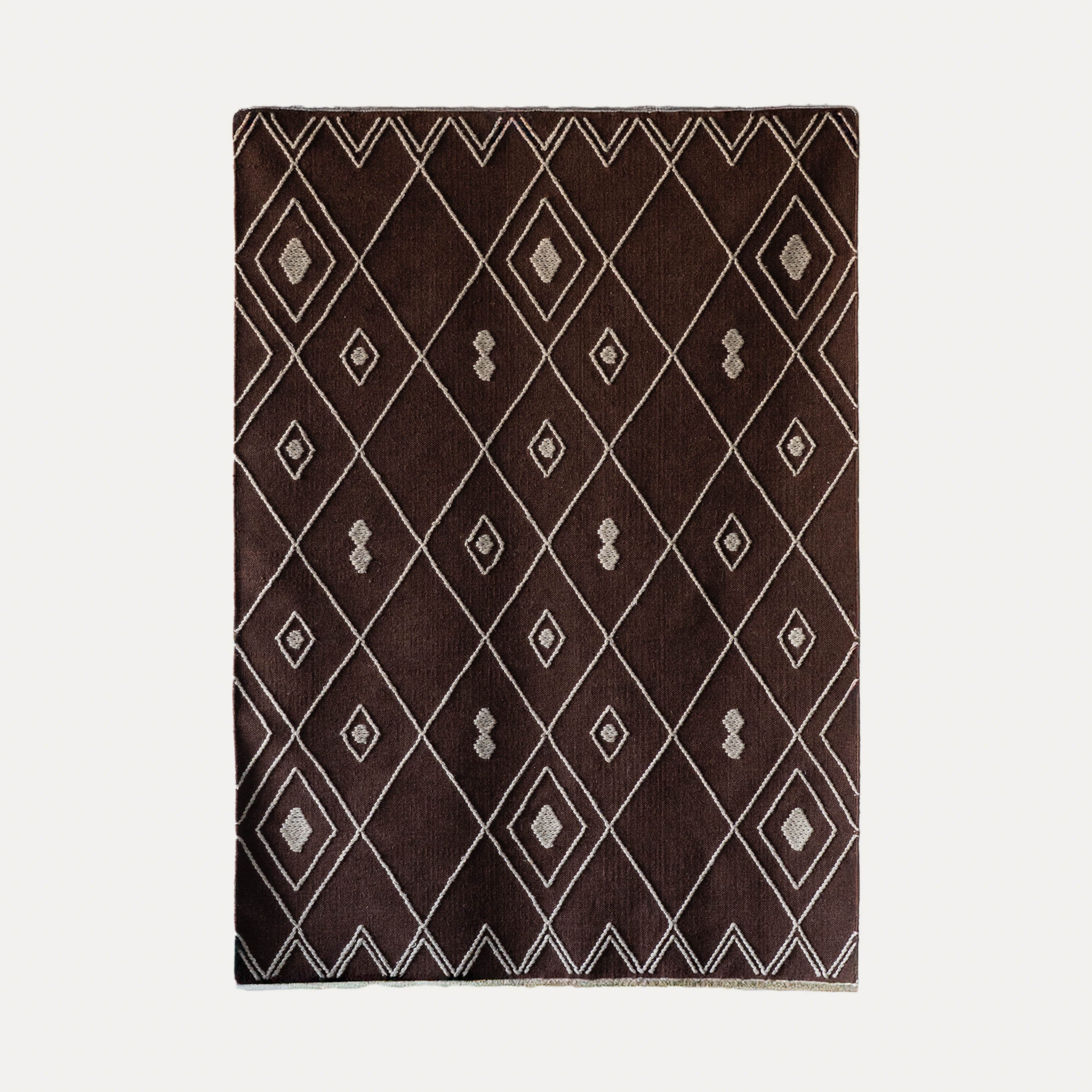WD-2024-07 (CS) Wool & Cotton Blend Brown Handcrafted Rug