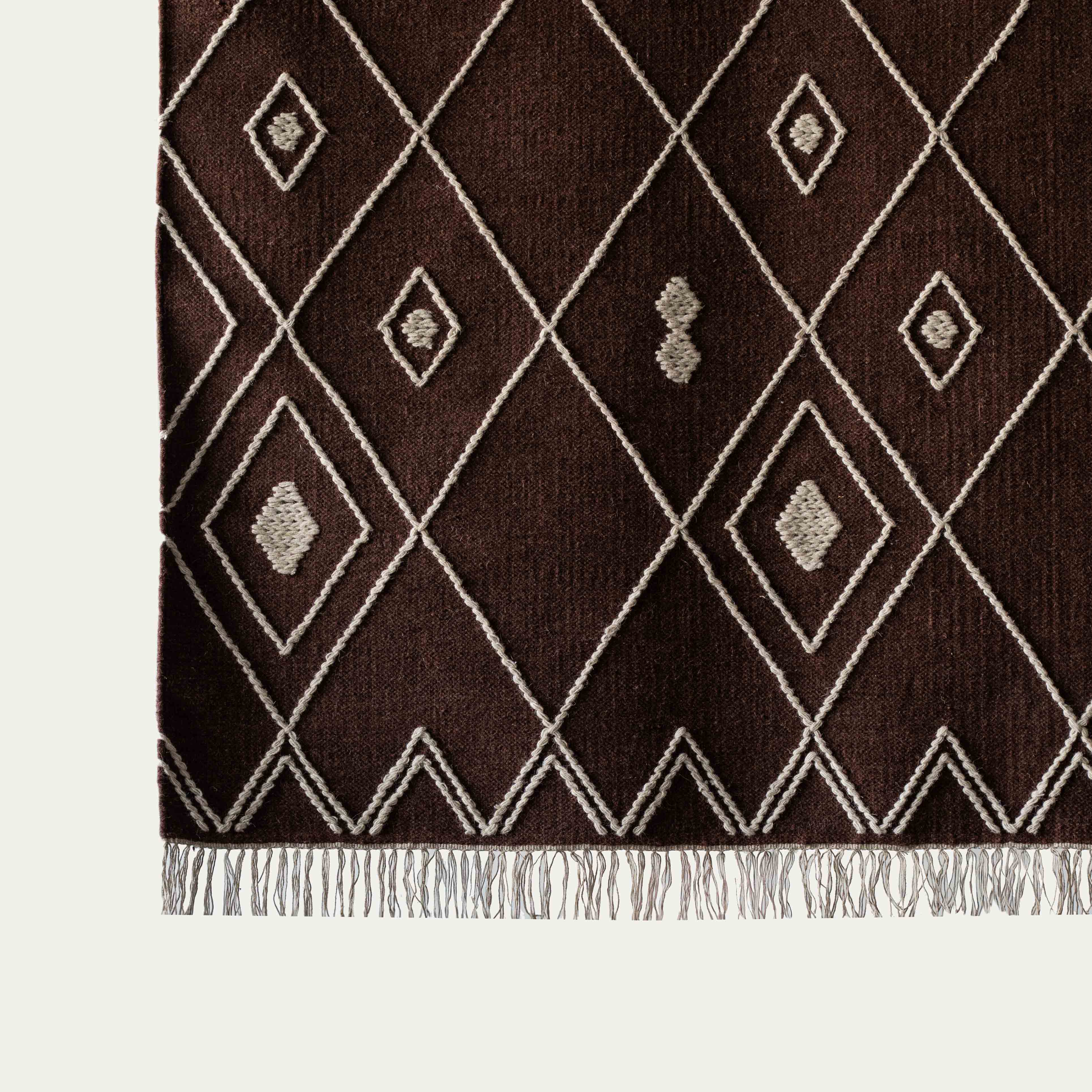 WD-2024-07 (CS) Wool & Cotton Blend Brown Handcrafted Rug