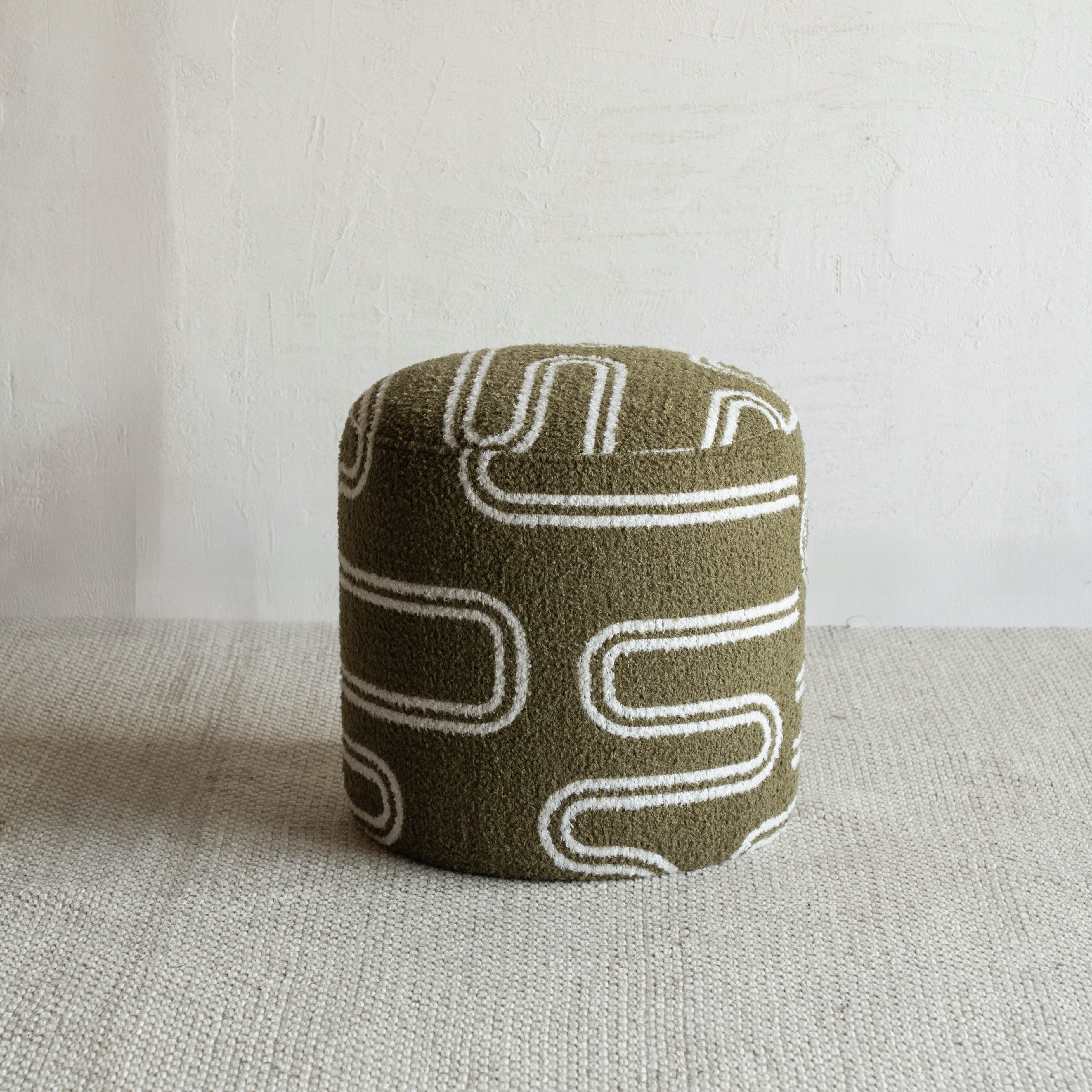 Blanc Curve Round Stool | Pouf - Green