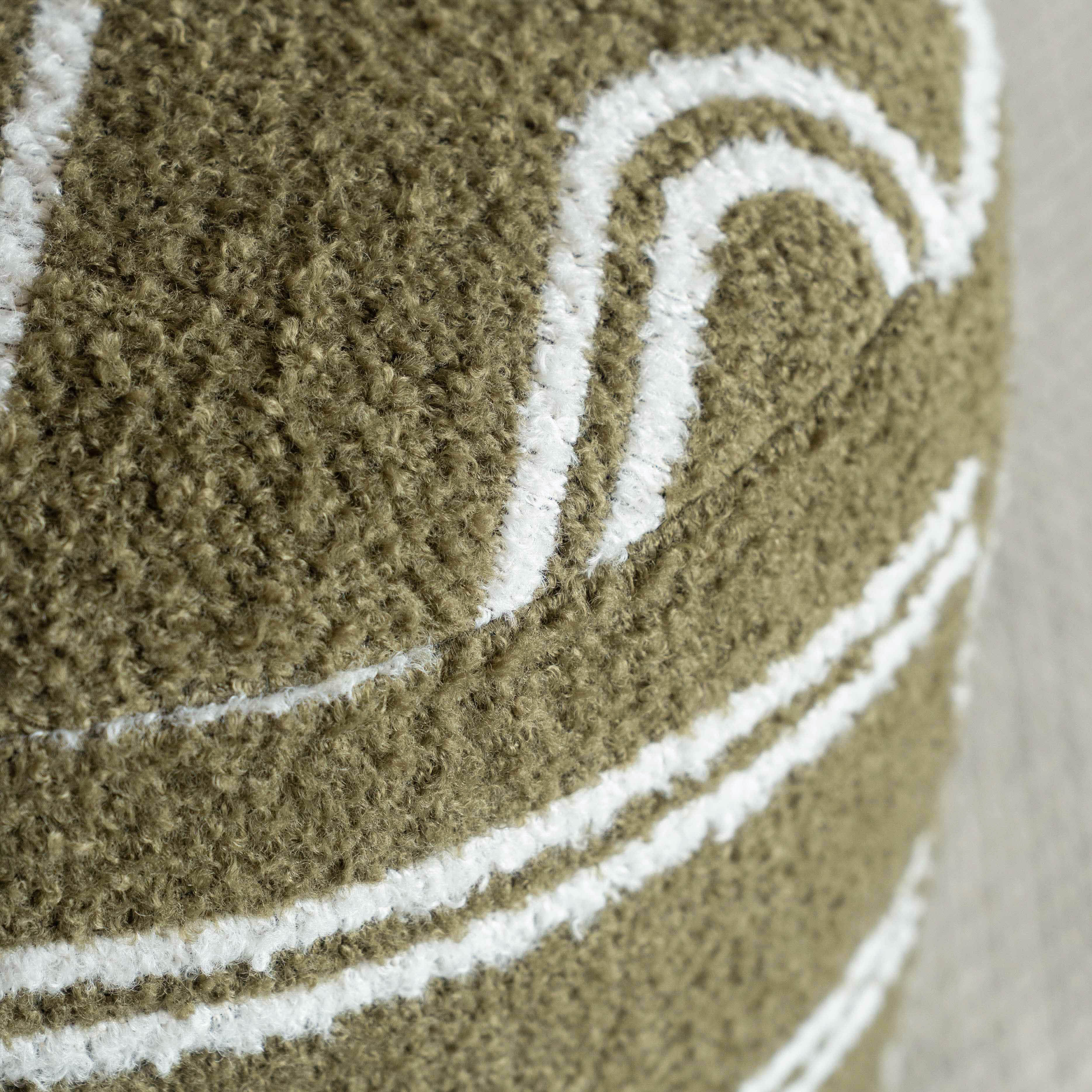 Blanc Curve Round Stool | Pouf - Green