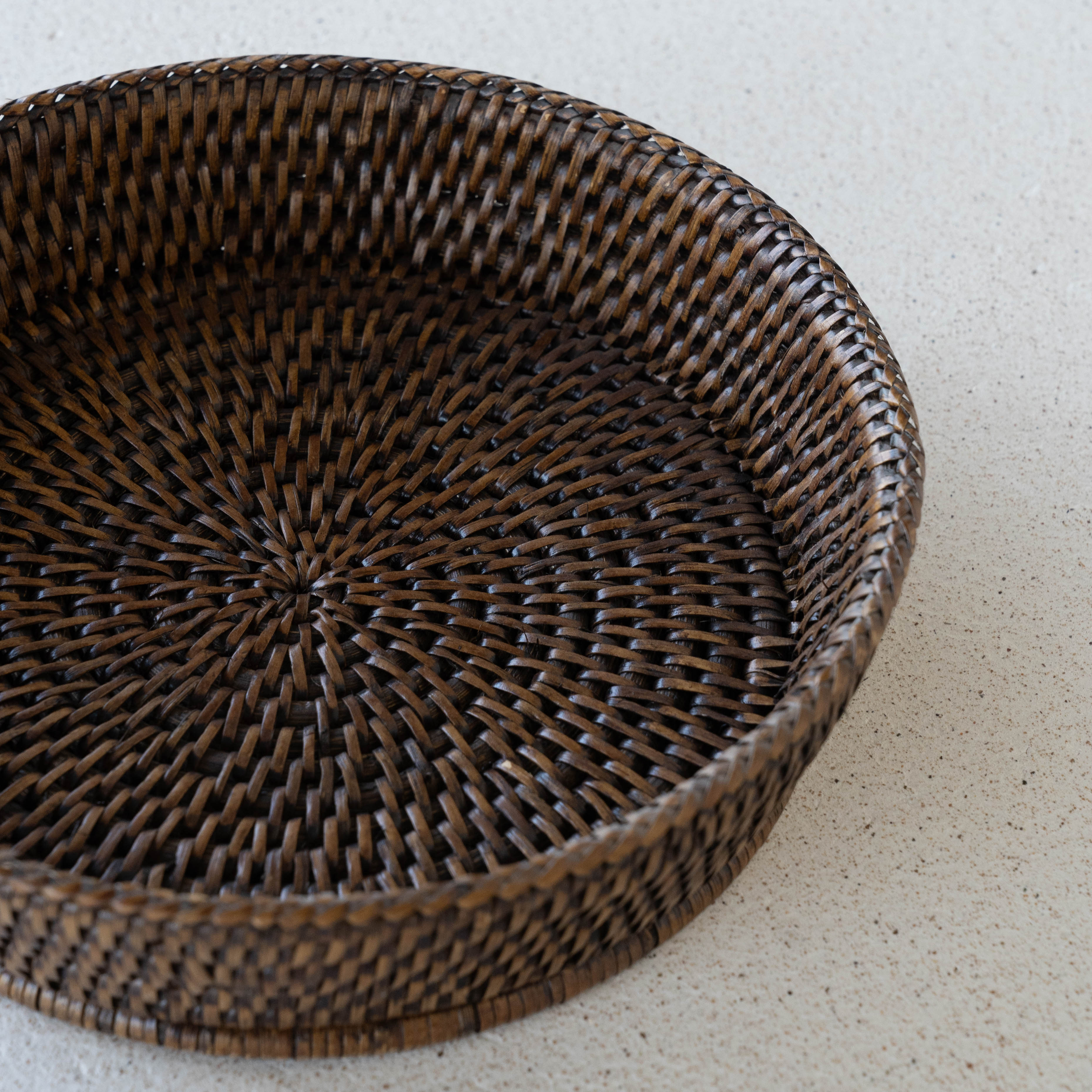 Handmade Rattan Bread Roll Round Tray  - WS Living - UAE - Tray Wood and steel Furnitures - Dubai