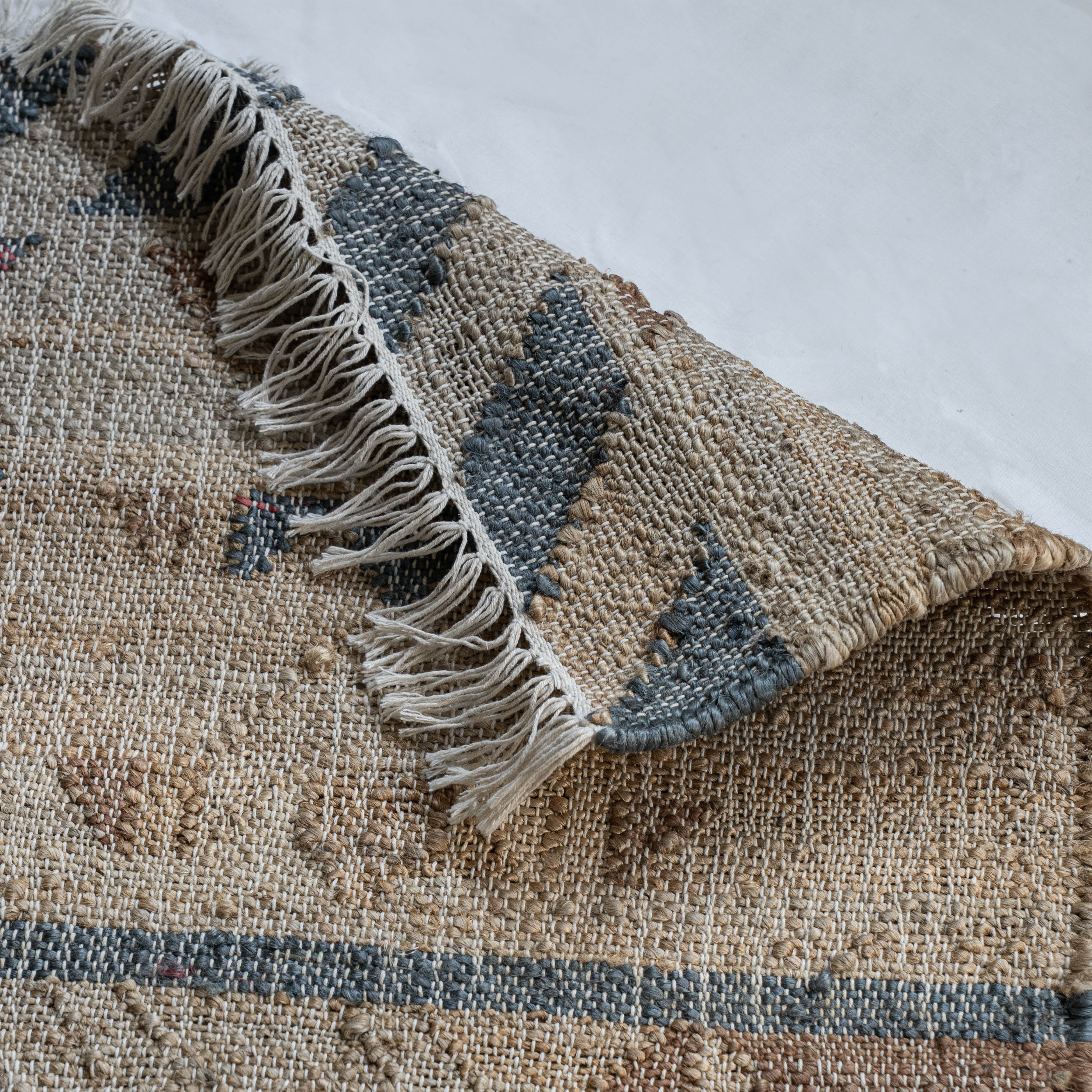 Jute Panja Rug (TLR0038) TEAL Handcrafted Wool Rug