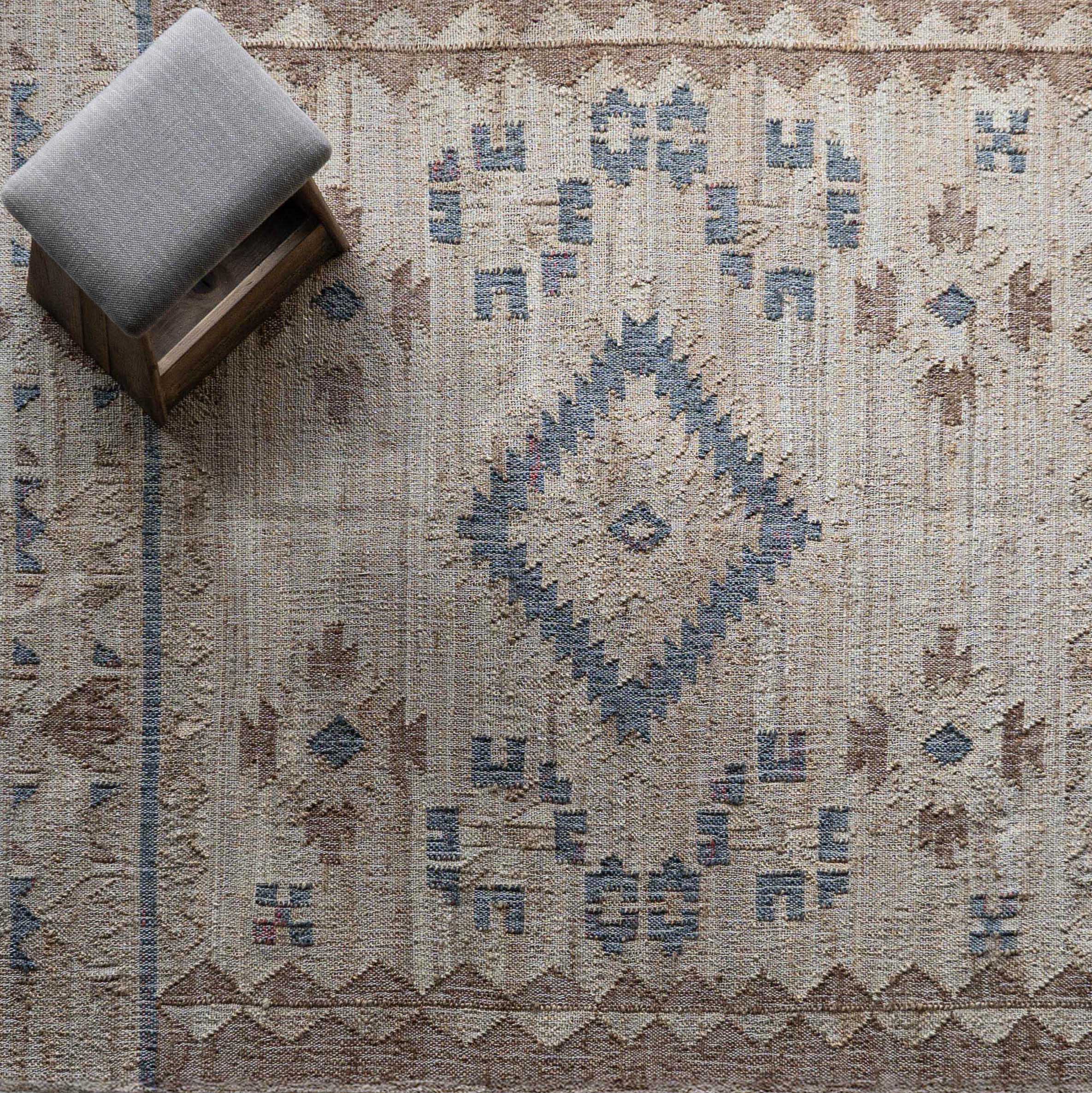 Jute Panja Rug (TLR0038) TEAL Handcrafted Wool Rug