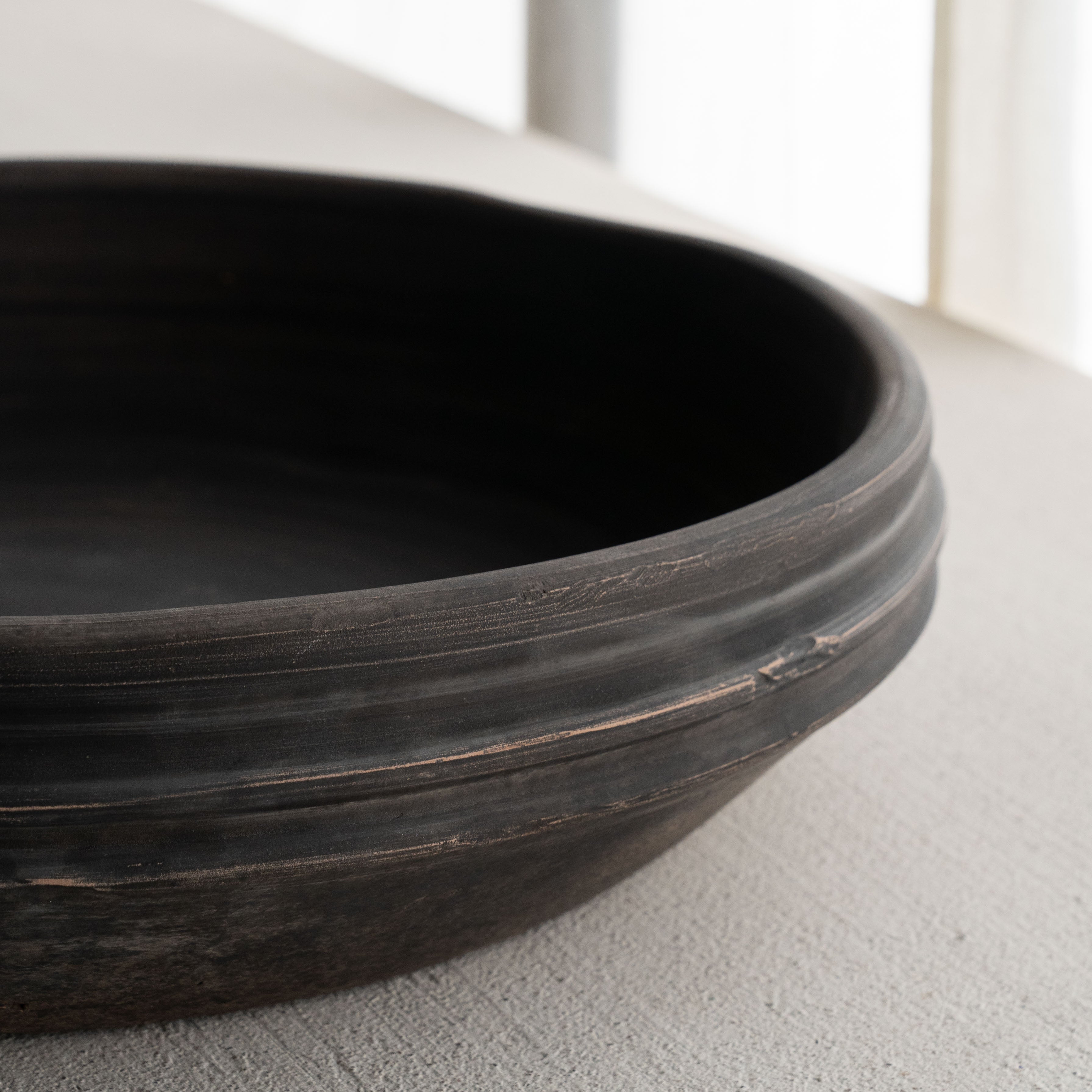 Weathered Terracotta Aged Bowl - Black