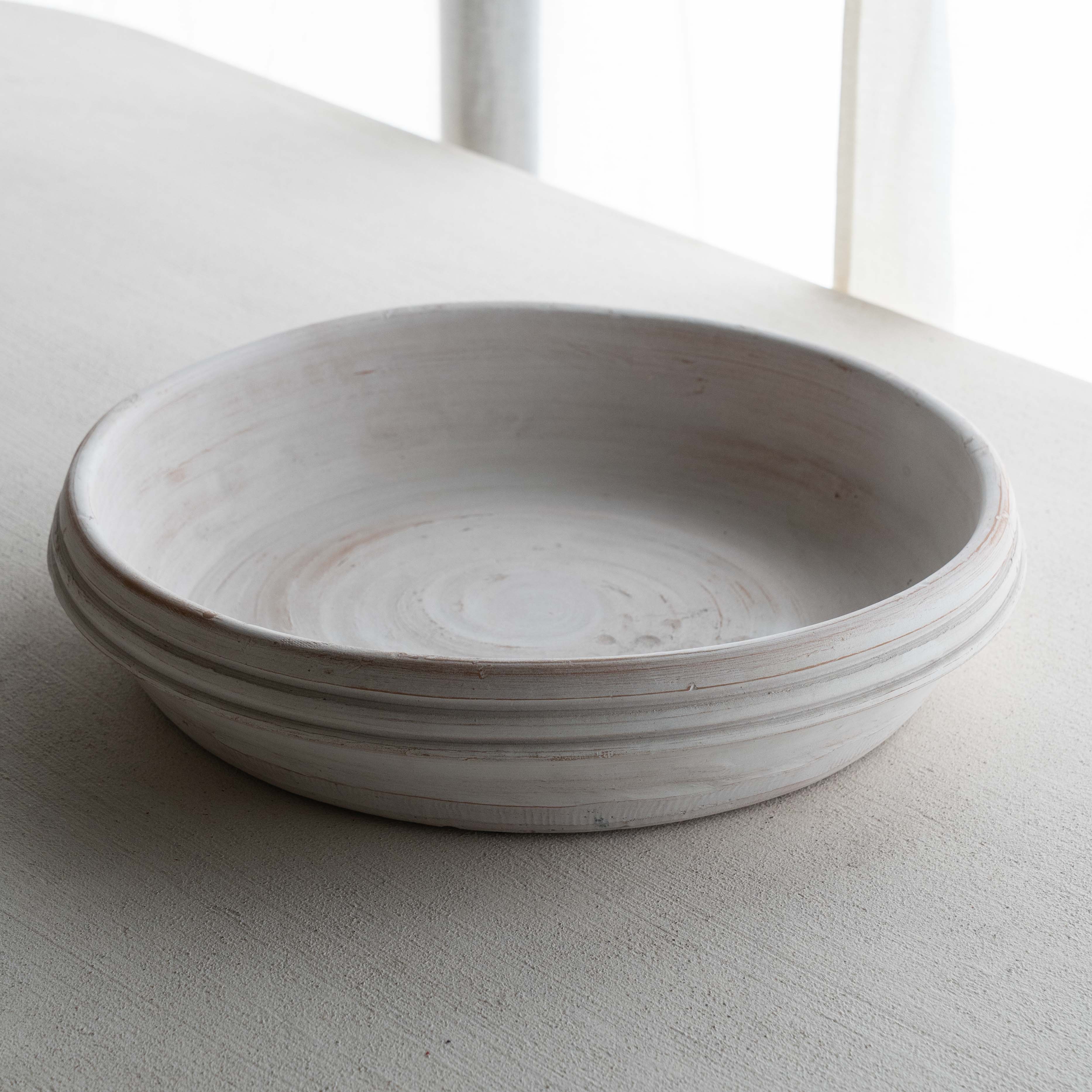 Weathered Terracotta Aged Bowl - White Washed