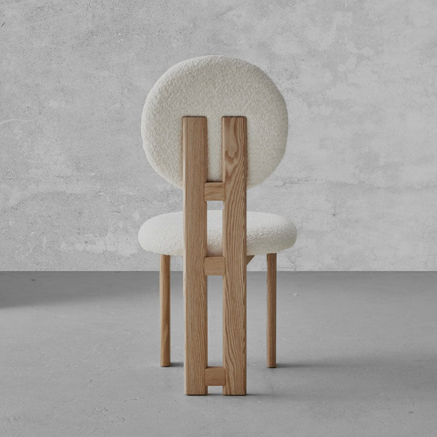 Mid-Century Modern Solid Wood & White Boucle Dining Chair ( Pre-Order 60Days Delivery) - Dining Chairs - WS Living Furniture  Furniture Store in Dubai